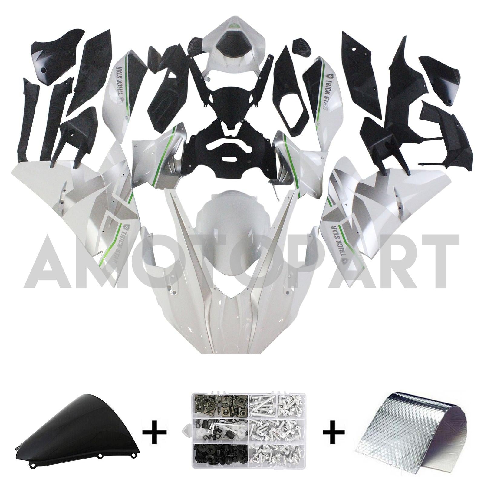Amotopart 2015-2022 Kawasaki Ninja H2 White&Grey Fairing Kit