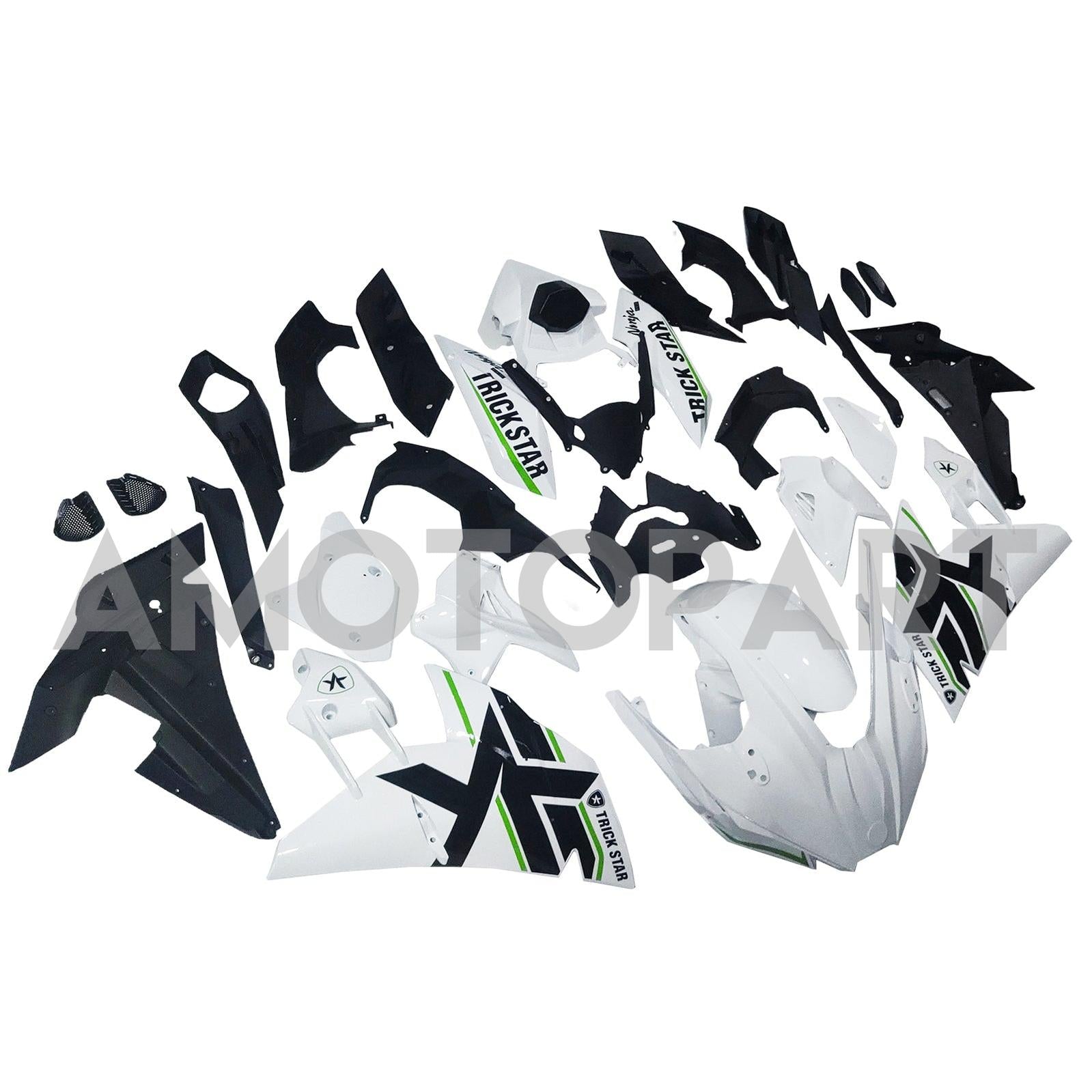 Amotopart 2015-2022 Ninja H2 Kawasaki White&Green Stripe Fairing Kit