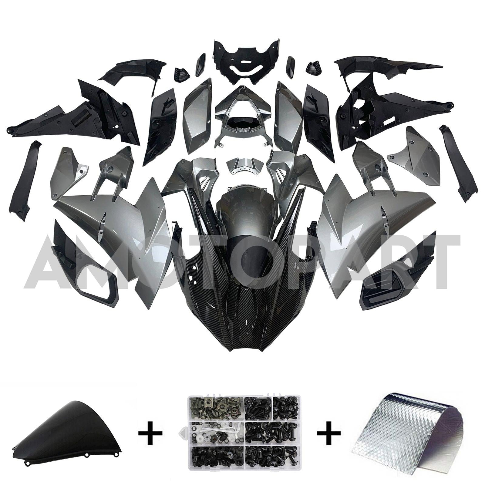 Amotopart 2015-2022 Kawasaki Ninja H2 Kit de carénage en fibre de carbone Sliver