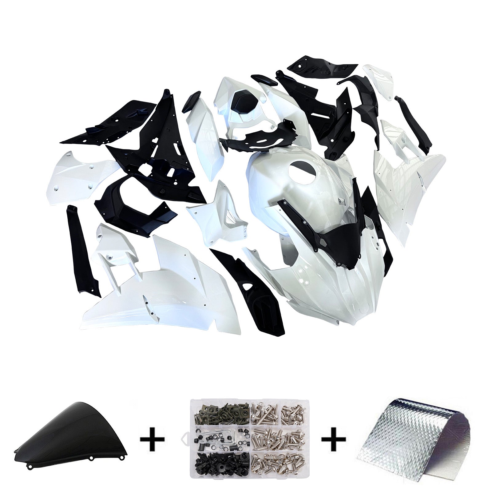Amotopart 2015-2022 Kawasaki Ninja H2 White Black Fairing Kit