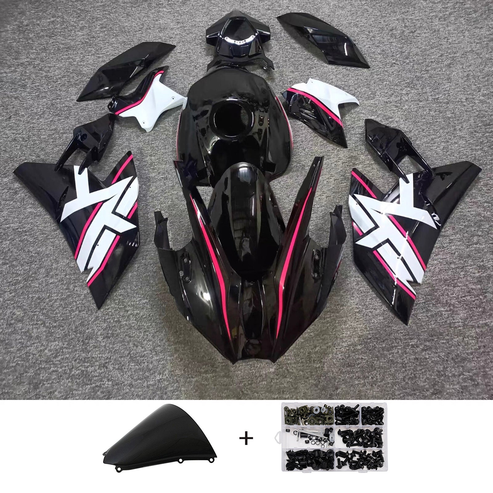 Amotopart 2015-2022 Kawasaki Ninja H2 Black White Fairing Kit