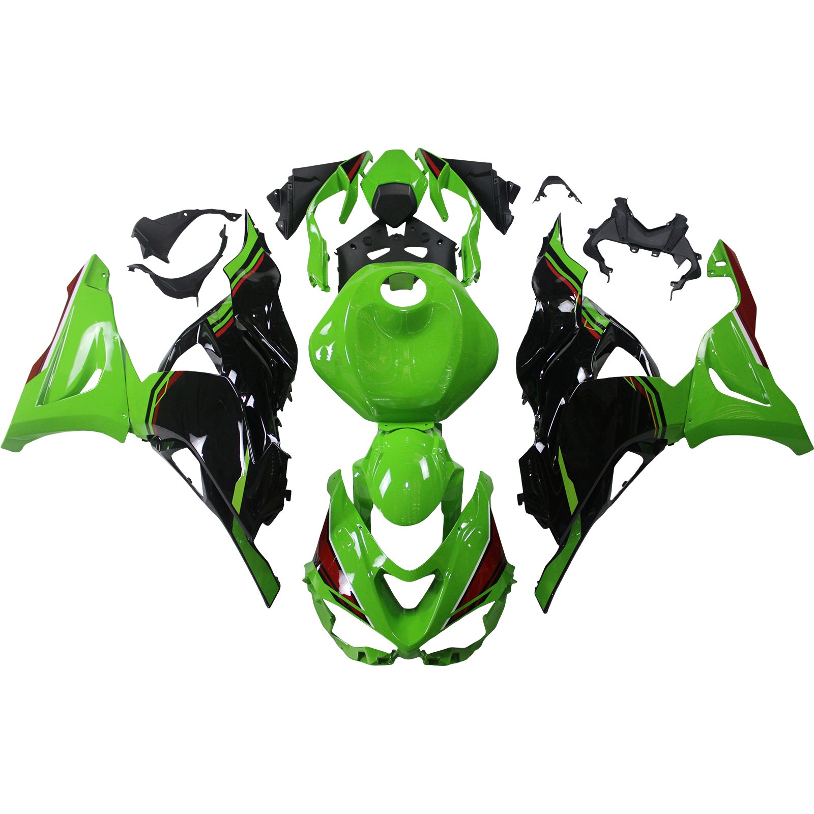 Amotopart 2024-2026 Kawasaki ZX6R Black Green Fairing Kit