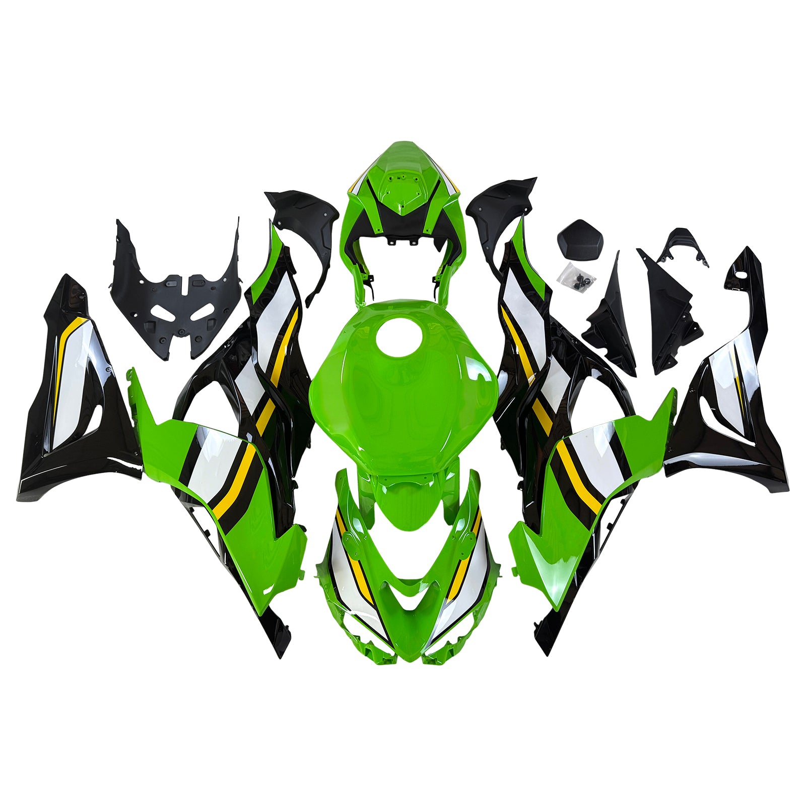Amotopart 2024-2025 Kawasaki ZX6R Green White Black Fairing Kit