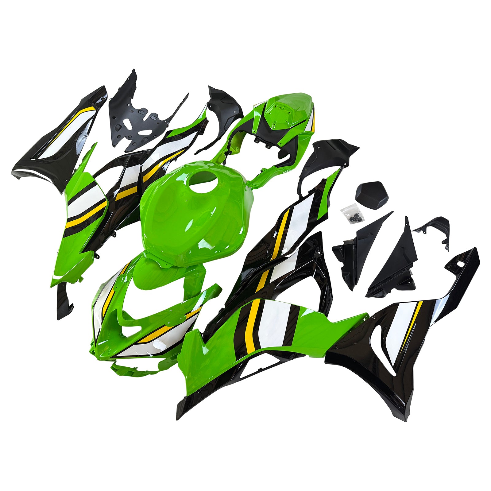 Amotopart 2024-2026 Kawasaki ZX6R Green White Black Fairing Kit