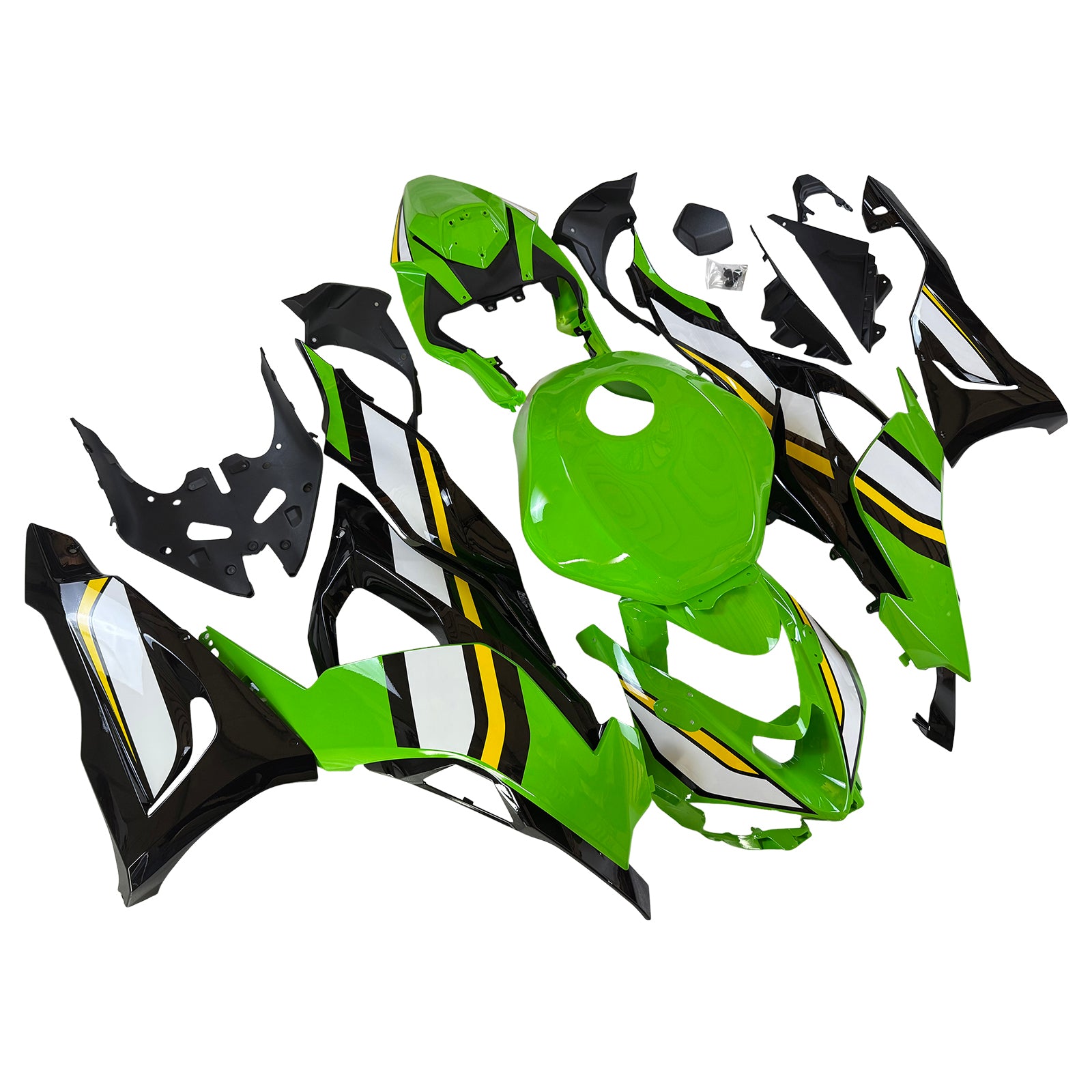 Amotopart 2024-2026 Kawasaki ZX6R Green White Black Fairing Kit