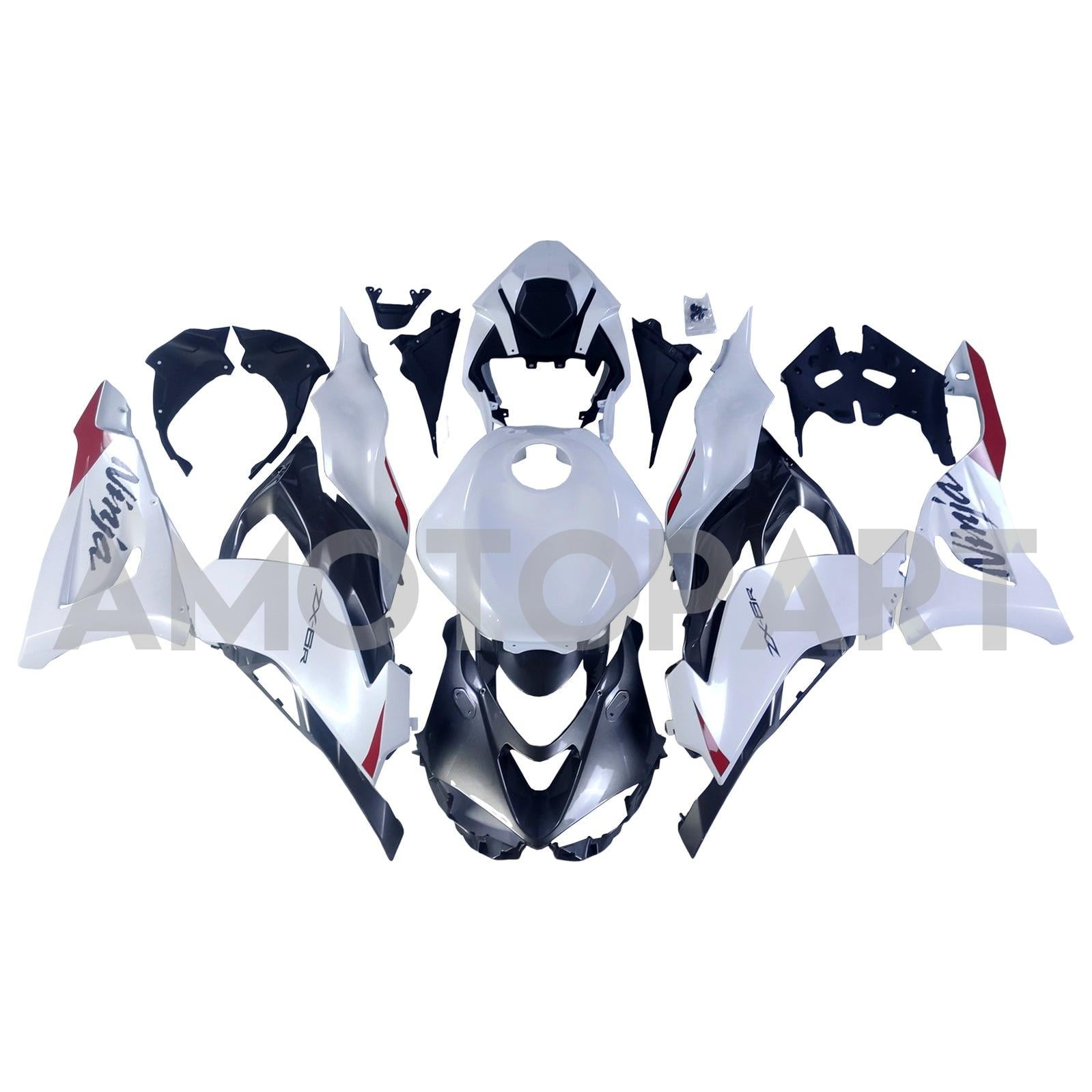 Amotopart 2024-2025 Kawasaki ZX6R Pearl White Fairing Kit