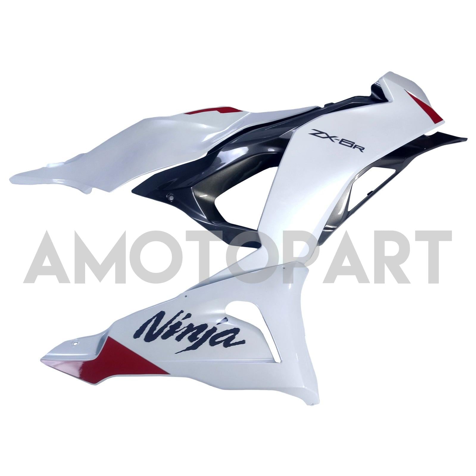 Amotopart 2024-2025 Kawasaki ZX6R Pearl White Fairing Zestaw