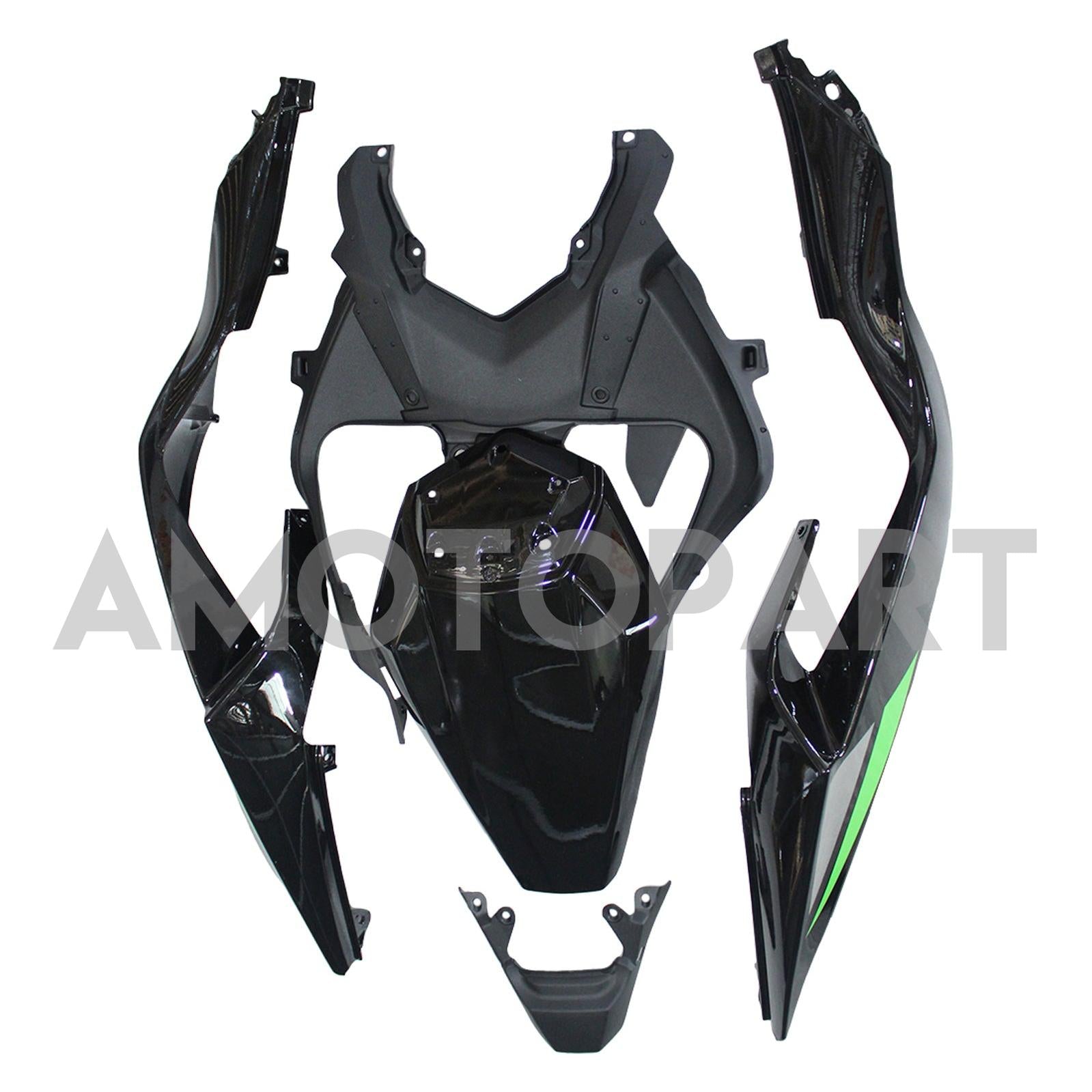 Amotopart 2024-2025 Kawasaki ZX6R Kit de carénage vert gris noir