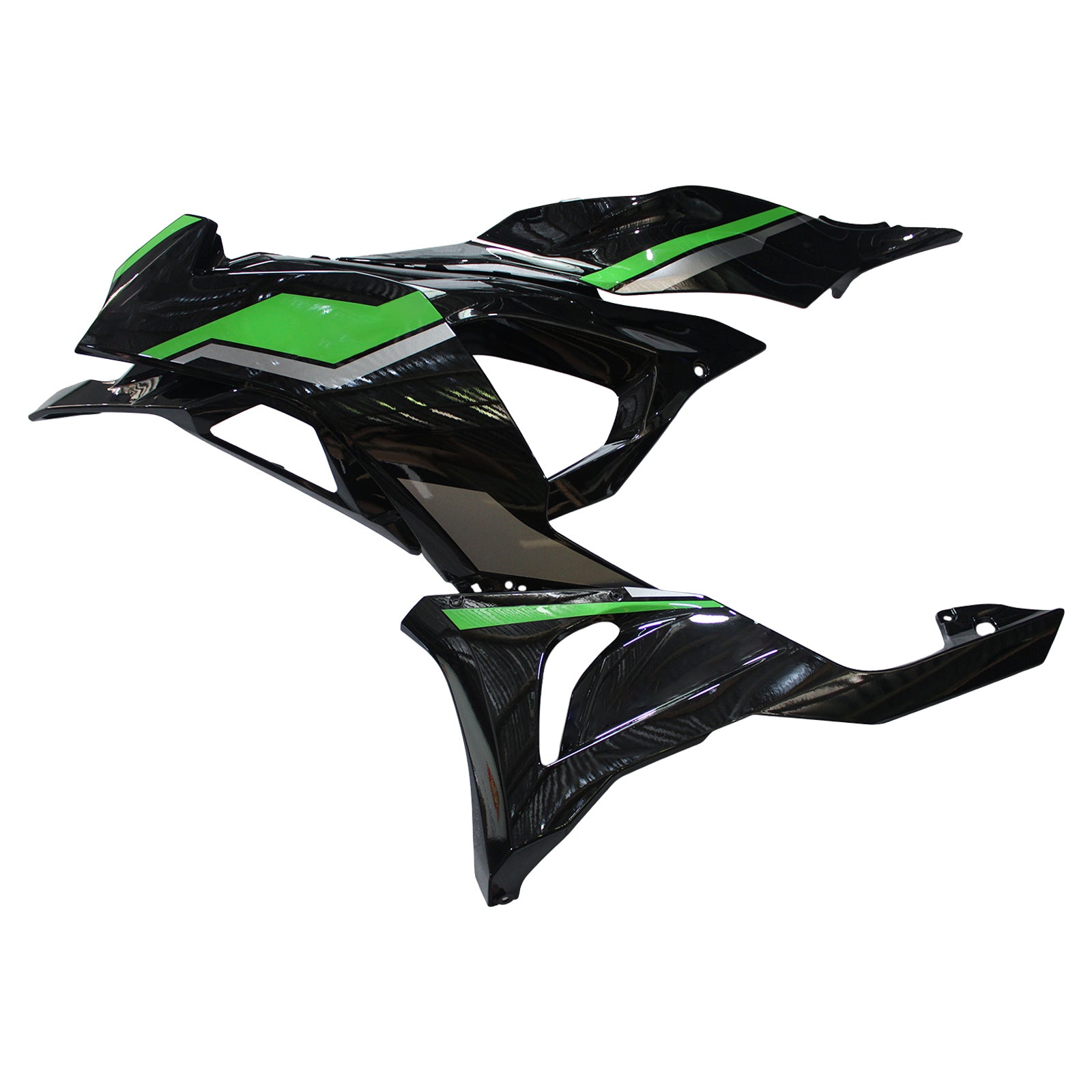 Amotopart 2024-2025 Kawasaki ZX6R Black Gray Green Kairing Kit