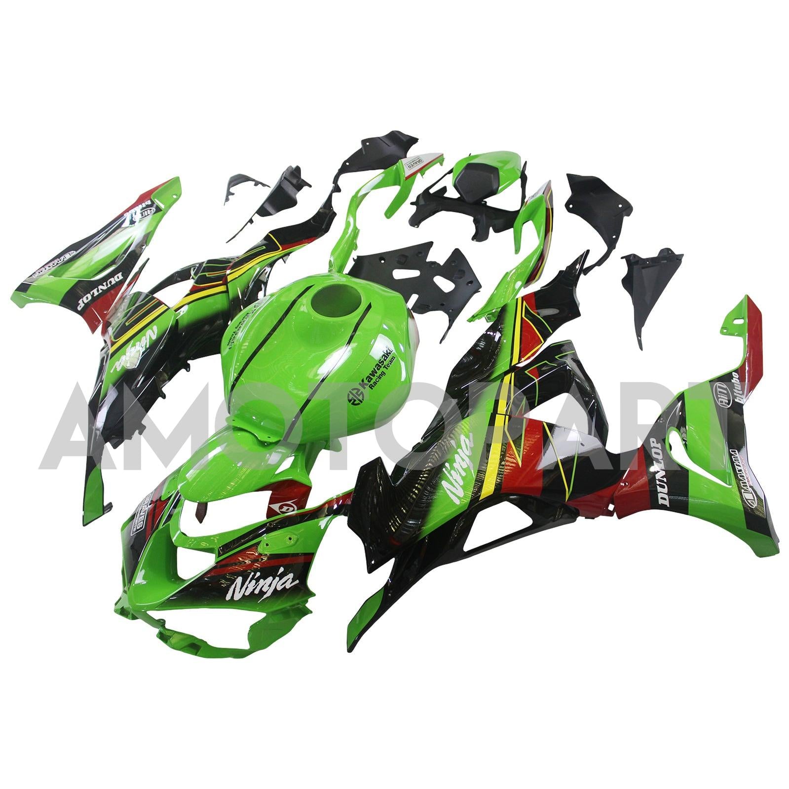 Amotopart 2024-2025 Kawasaki ZX6R Black Green Red Dehnung Kit