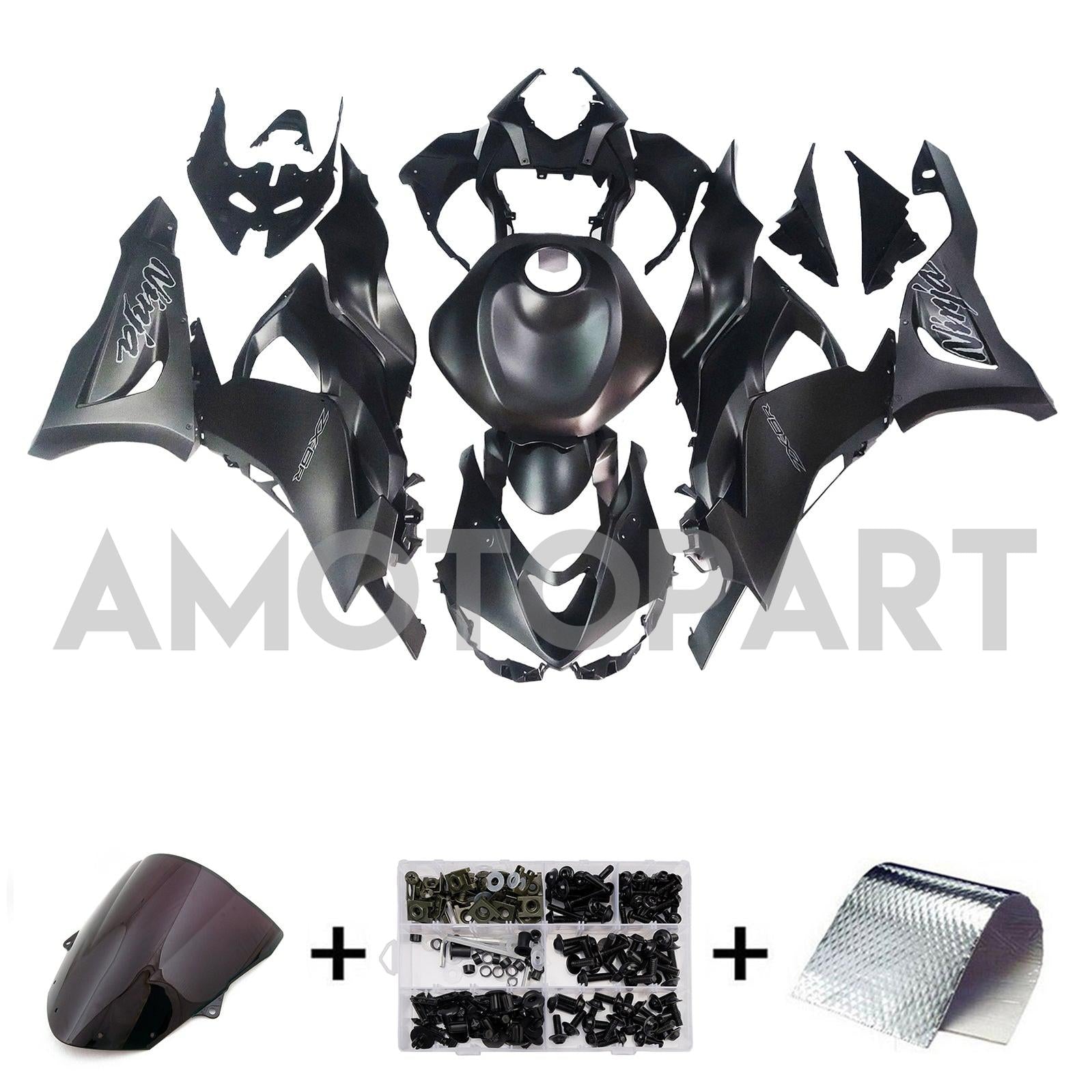 Amotopart 2024-2025 Kawasaki ZX6R Matte Black Fairing Kit