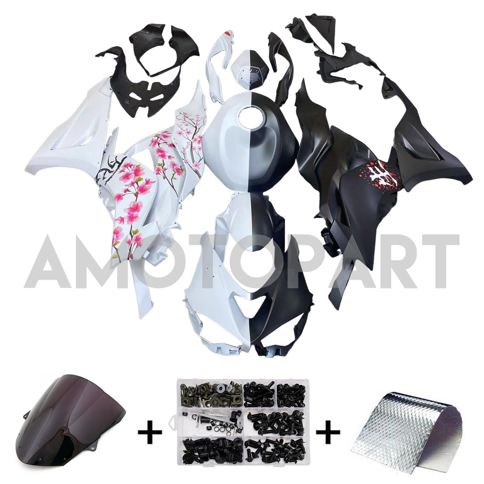 Amotopart 2024-2025 Kawasaki ZX6R Cherry Fairing Kit