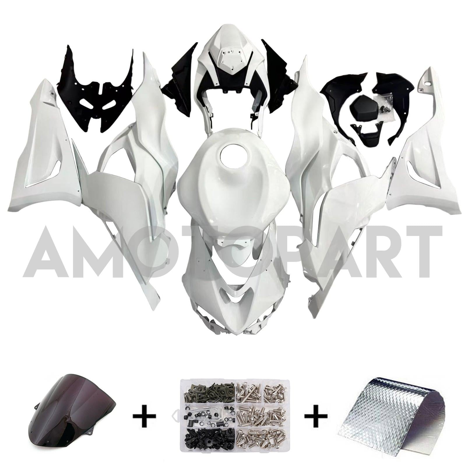 Amotopart 2024-2025 Kawasaki ZX-6R White Fairing Kit