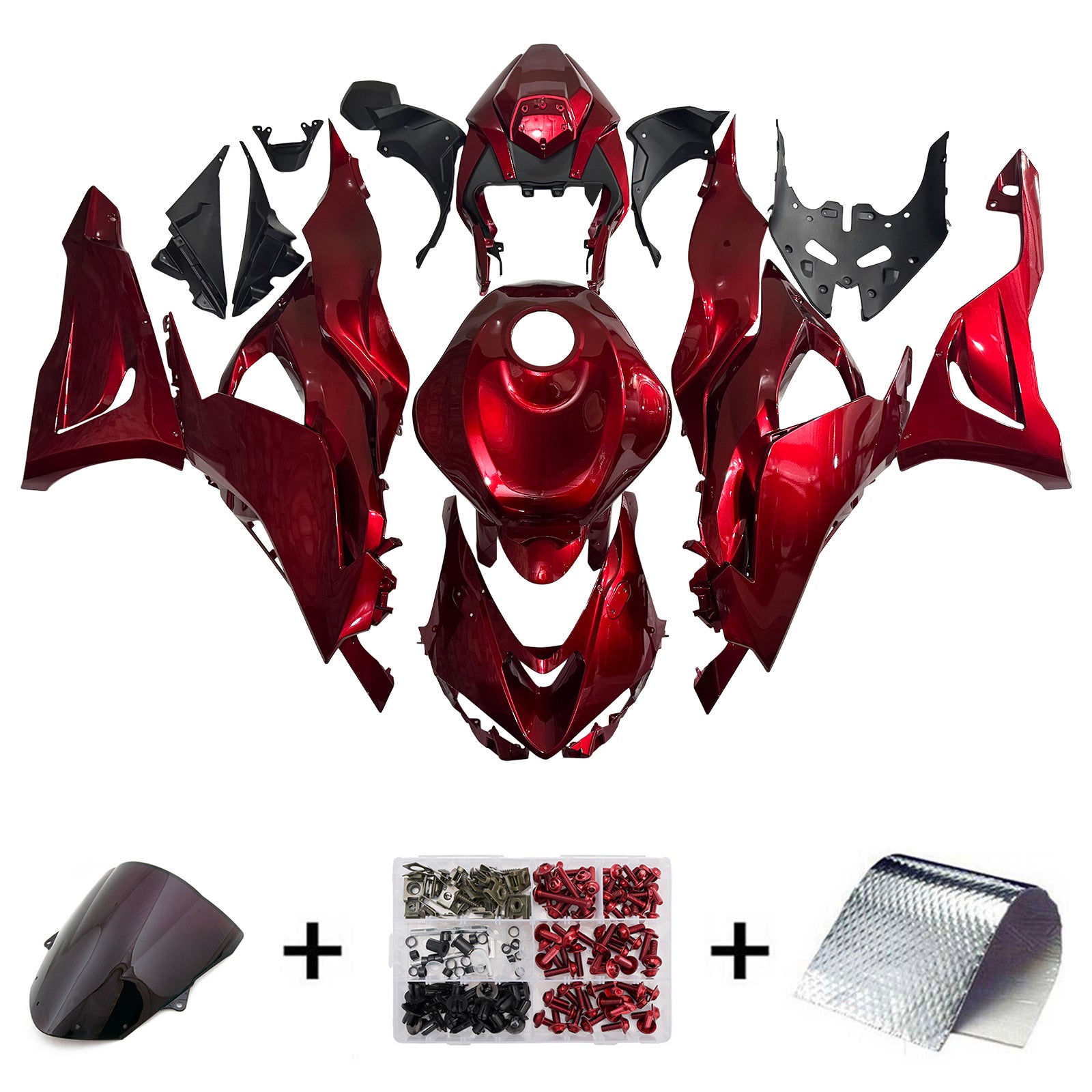 Amotopart 2024-2026 Kawasaki ZX-6R Dark Red Fairing Kit
