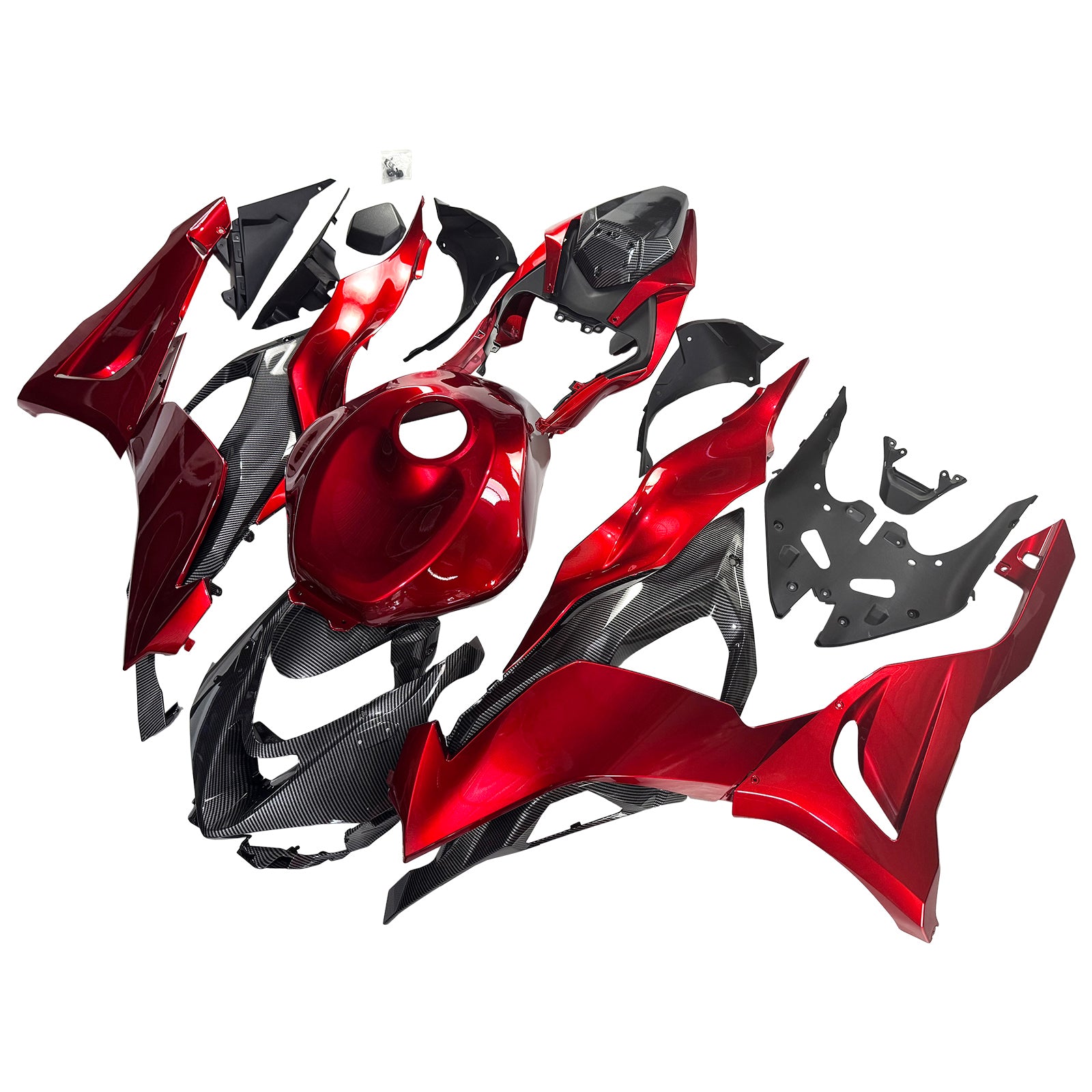 Amotopart 2024-2026 Kawasaki ZX-6R Red Carbon Fiber Pattern Fairing Kit
