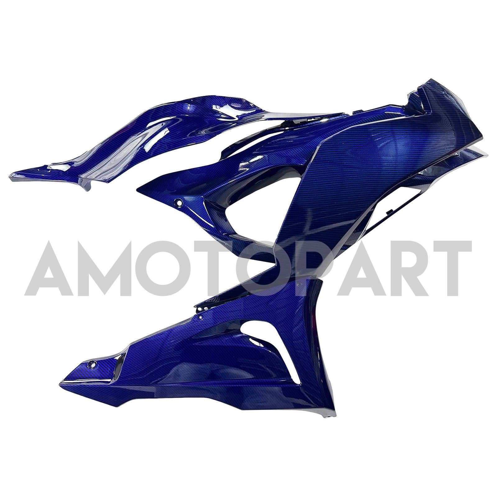 Amotopart 2024–2025 Kawasaki ZX-6R Verkleidungsset mit Karbonfasermuster, Blau