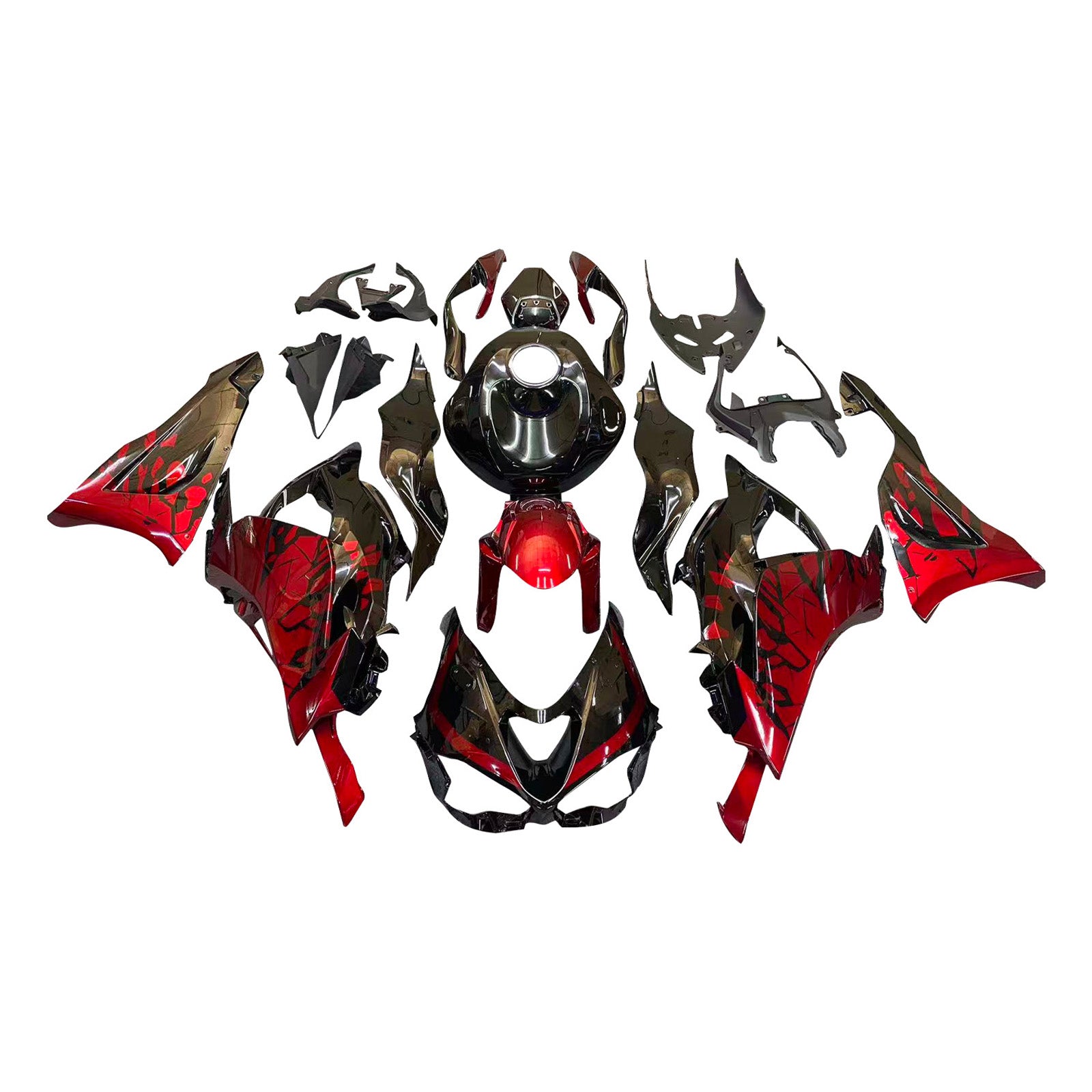 Amotopart 2024-2025 Kawasaki ZX-6R Red Black Fairing Kit