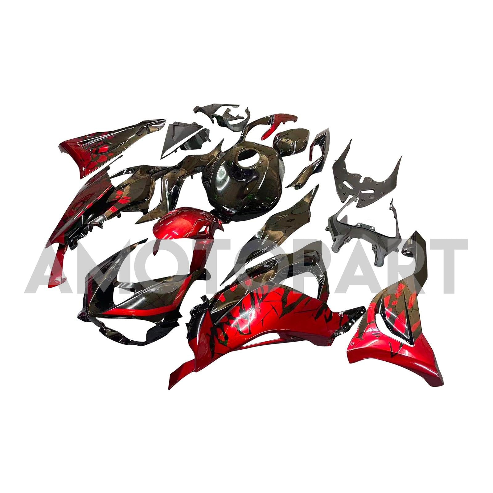 Amotopart 2024-2026 Kawasaki ZX-6R Red Black Fairing Kit