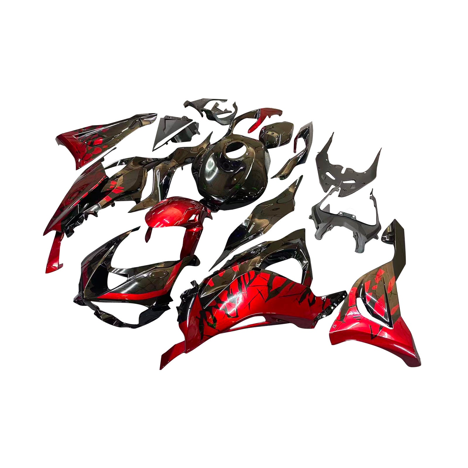 Amotopart 2024-2025 Kawasaki ZX-6R Red Black Fairing Kit