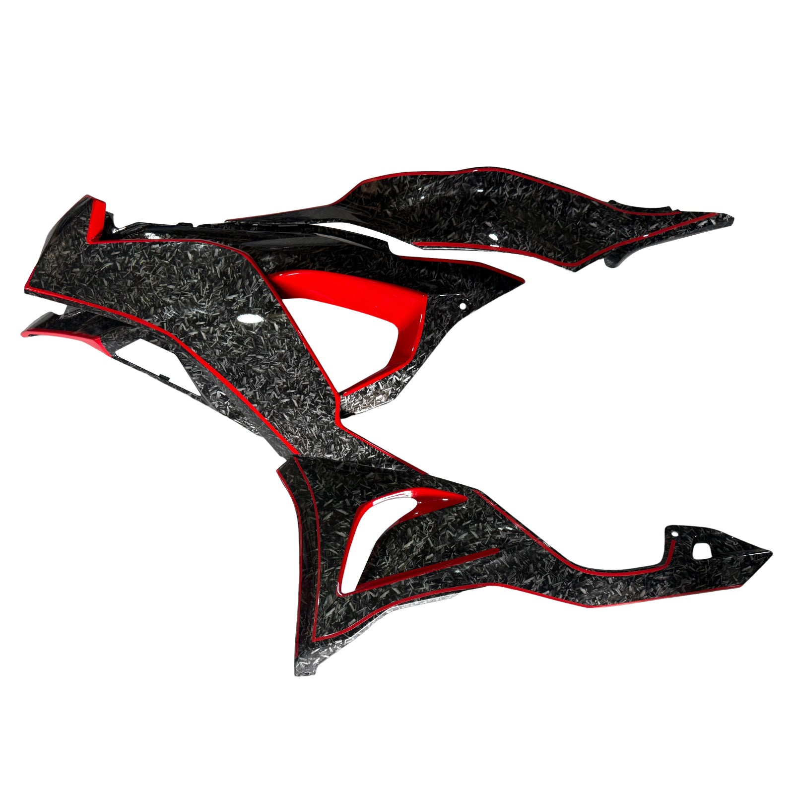 Amotopart 2024-2025 Kawasaki ZX-6R Black Forged Carbon Fiber Pattern Red Fairing Kit