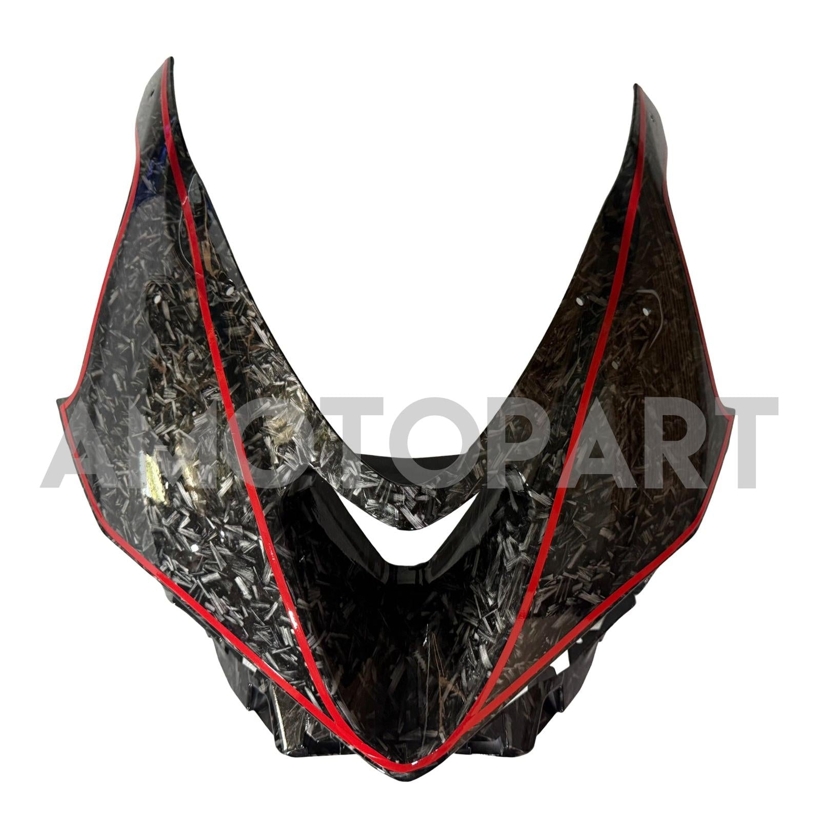 Amotopart 2024-2026 Kawasaki ZX-6R Black Forged Carbon Fiber Pattern Red Fairing Kit