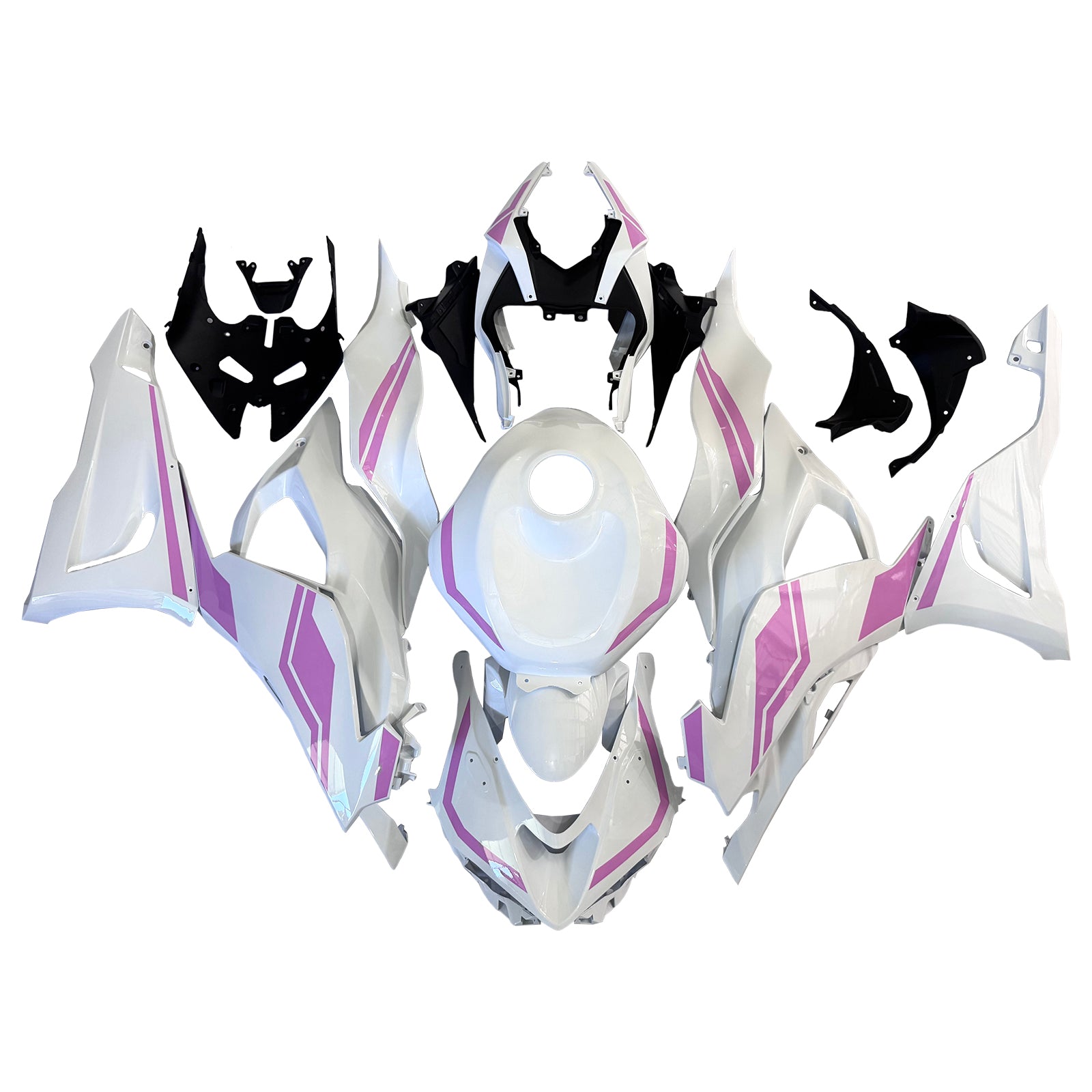 Amotopart 2024-2025 Kawasaki ZX-6R White Pink Fairing Kit