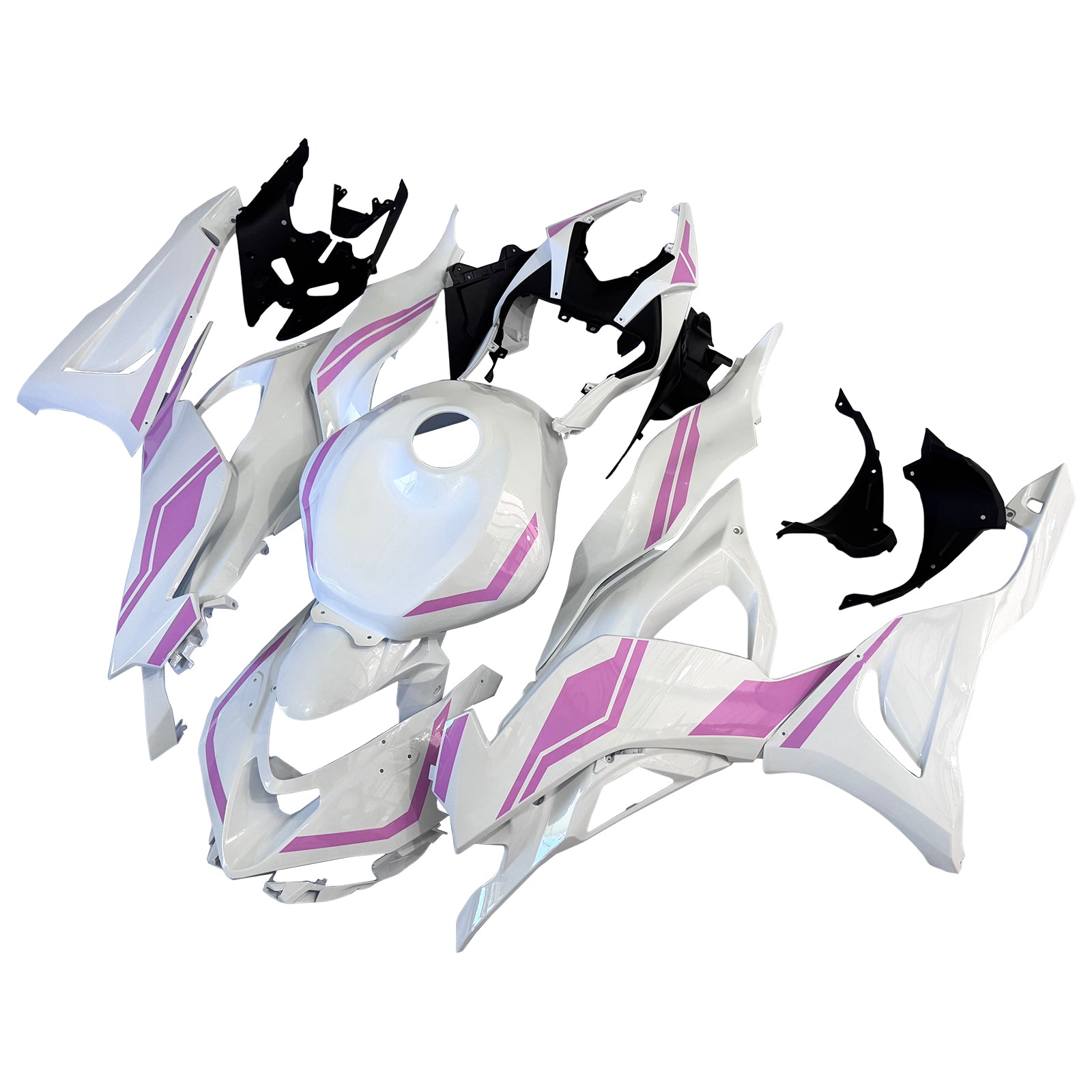 Amotopart 2024-2025 Kawasaki ZX-6R White Pink Fairing Kit