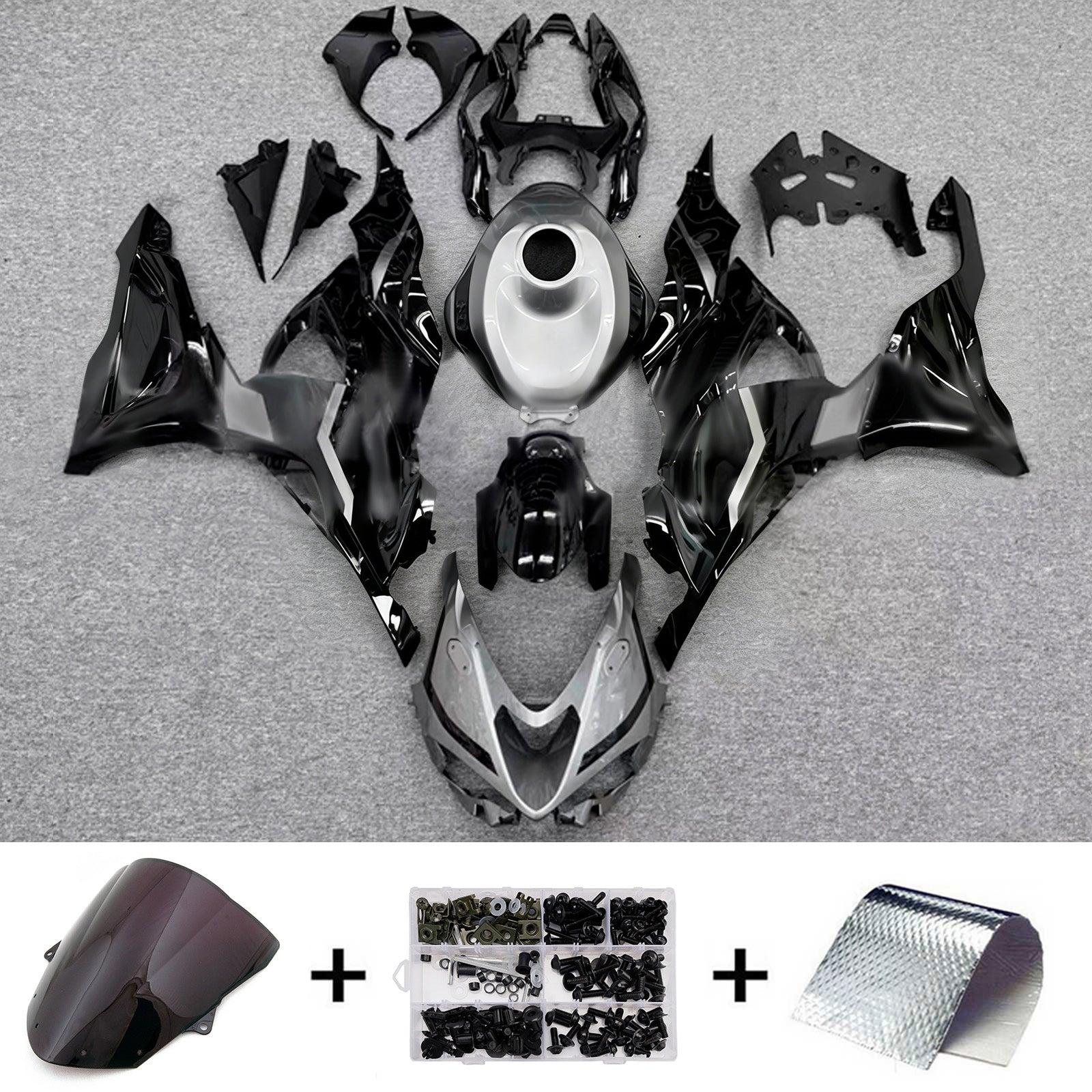 Amotopart 2024-2026 Kawasaki ZX-6R Black Grey Fairing Kit