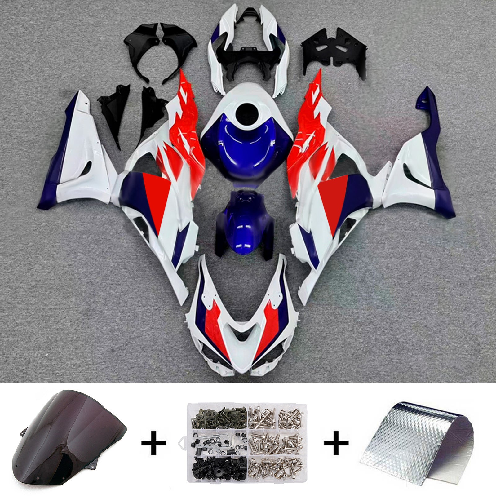 Amotopart 2024-2026 Kawasaki ZX-6R Hvid Rød Blå Fairing Kit