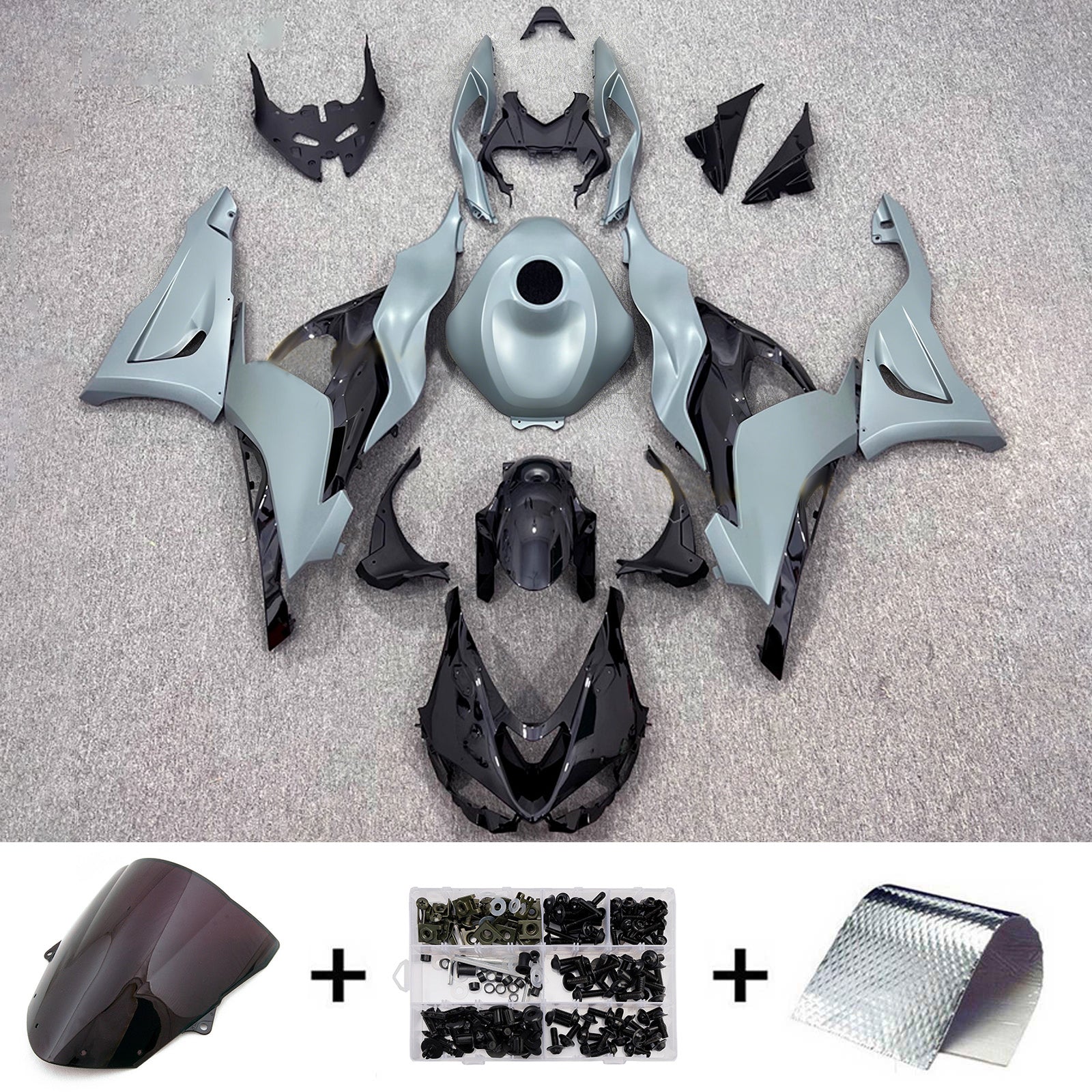 Amotopart 2024-2026 Kawasaki ZX-6R Grey Black Fairing Kit
