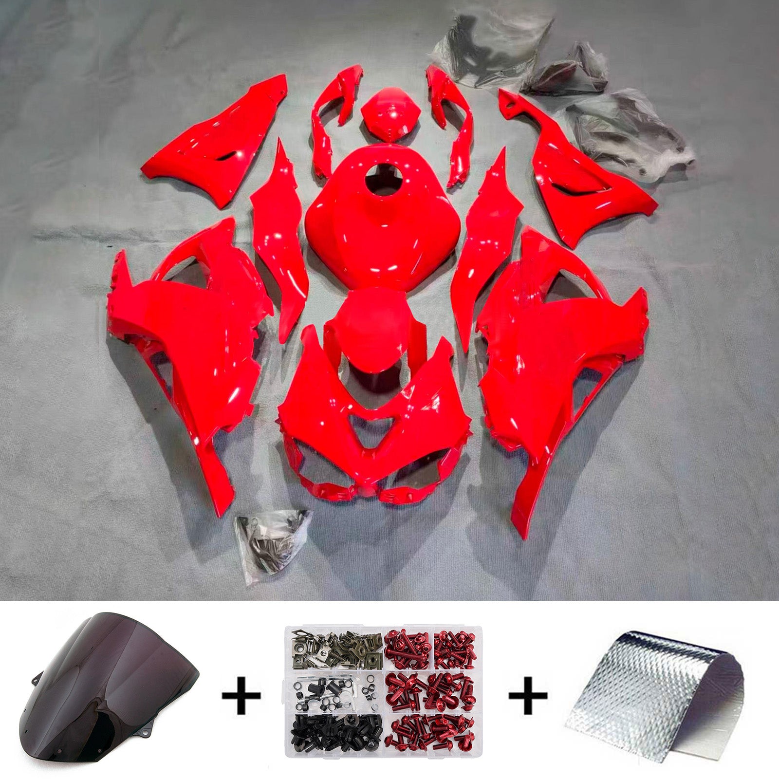 Amotopart 2024-2026 Kawasaki ZX-6R Glossy Red Fairing Kit
