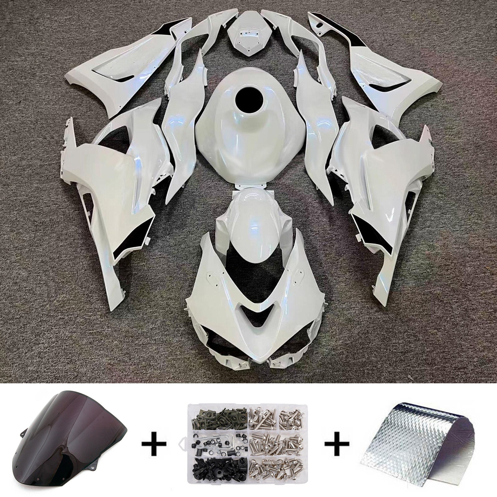 Amotopart 2024-2026 Kawasaki ZX-6R White Fairing Kit