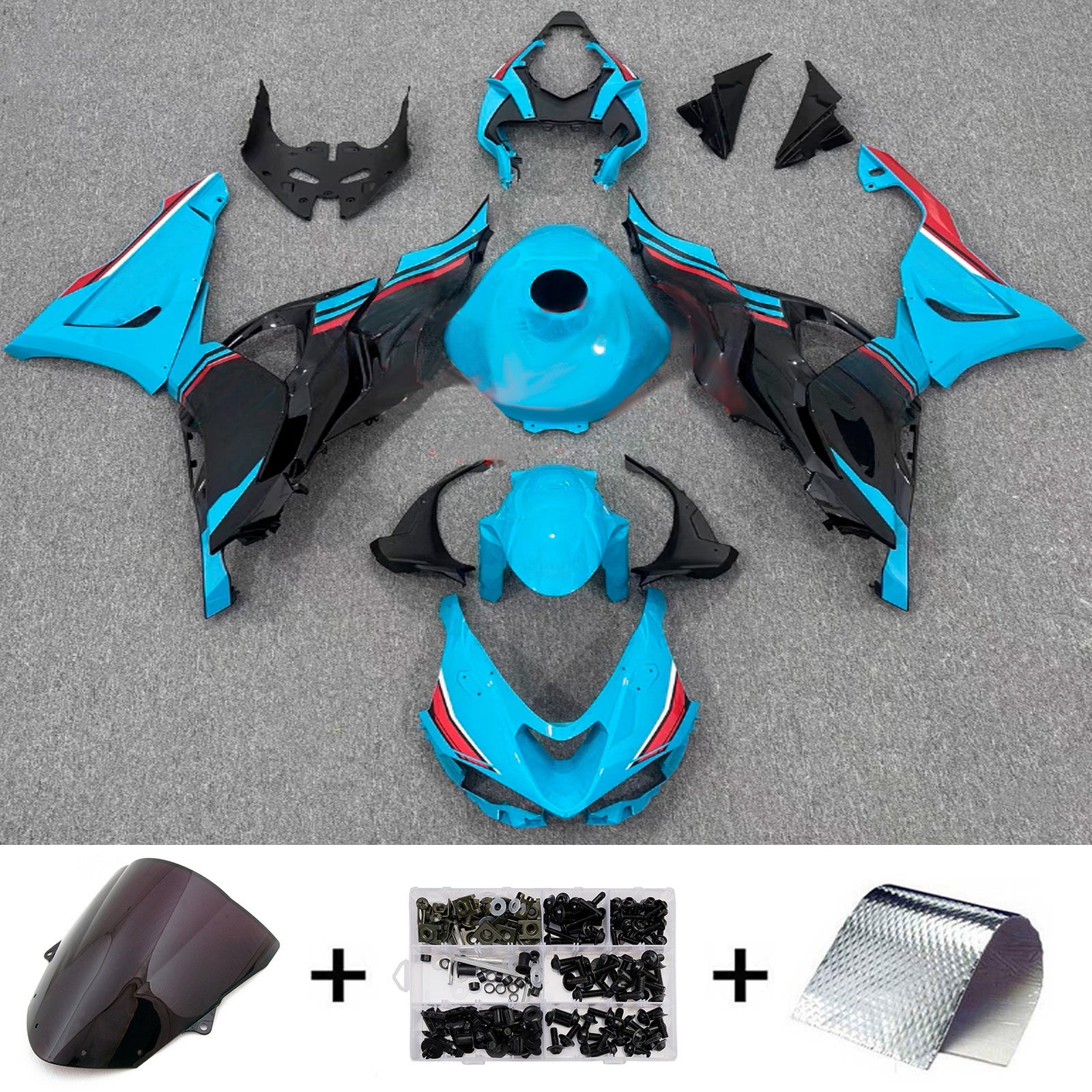Amotopart 2024-2026 Kawasaki ZX-6R Blue Black Fairing Kit