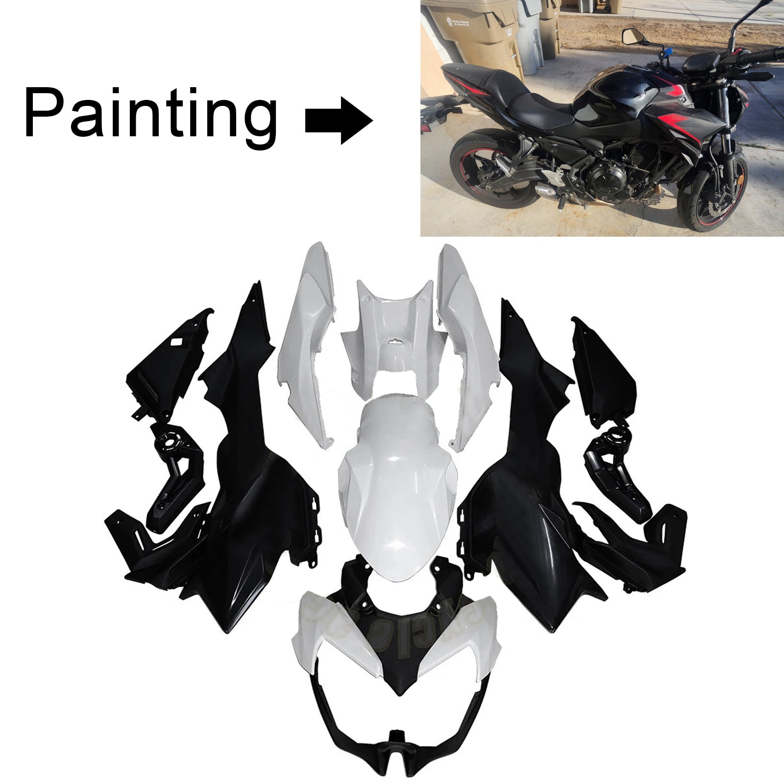 Amotopart 2020-2025 Kawasaki Z650 Black Red Fairing Kit