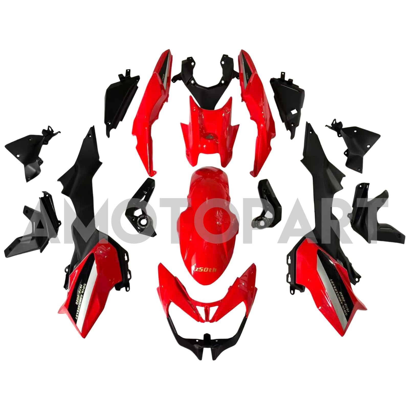 Amotopart 2020–2023 Kawasaki Z650 Rot Schwarz Verkleidungsset