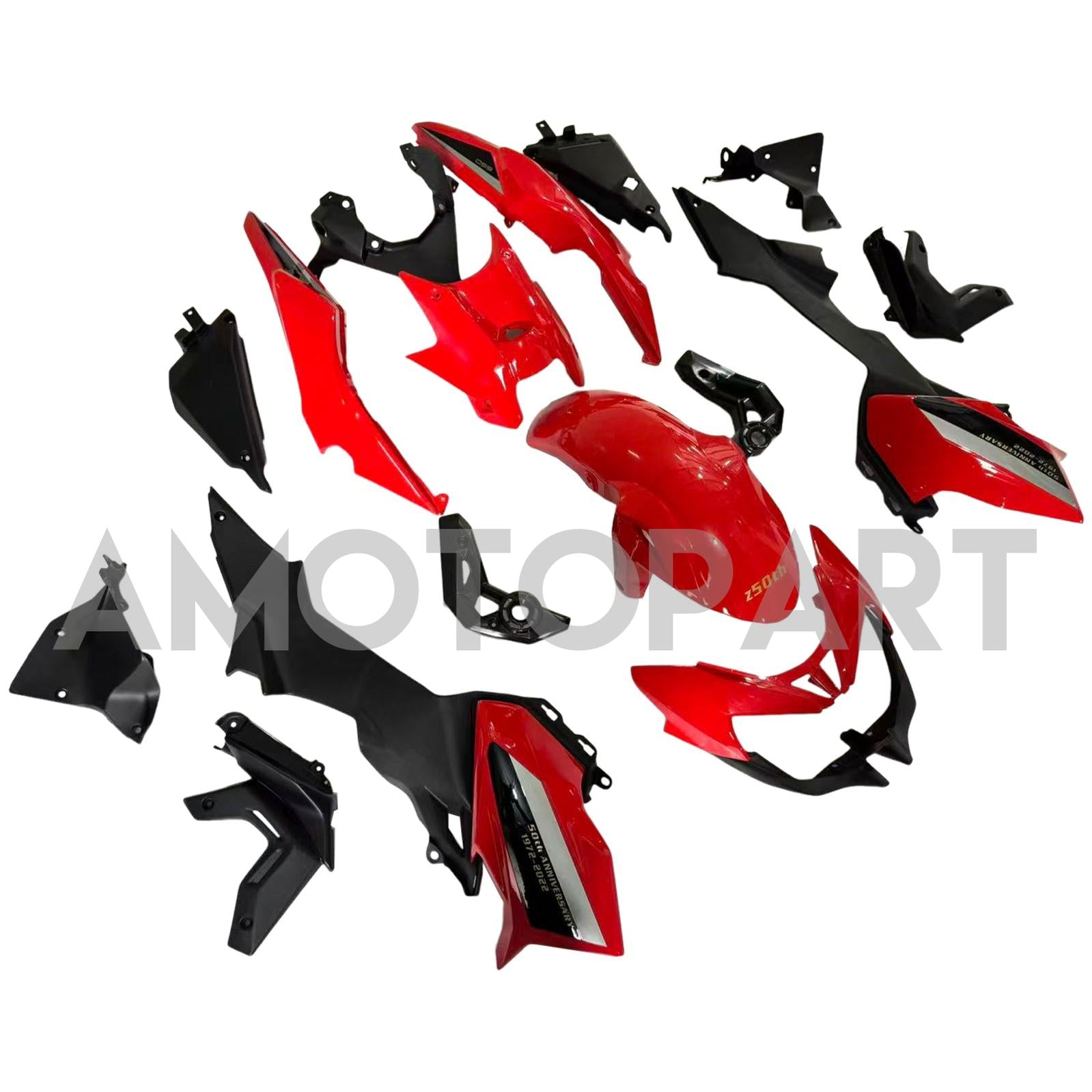 Amotopart 2020–2023 Kawasaki Z650 Rot Schwarz Verkleidungsset