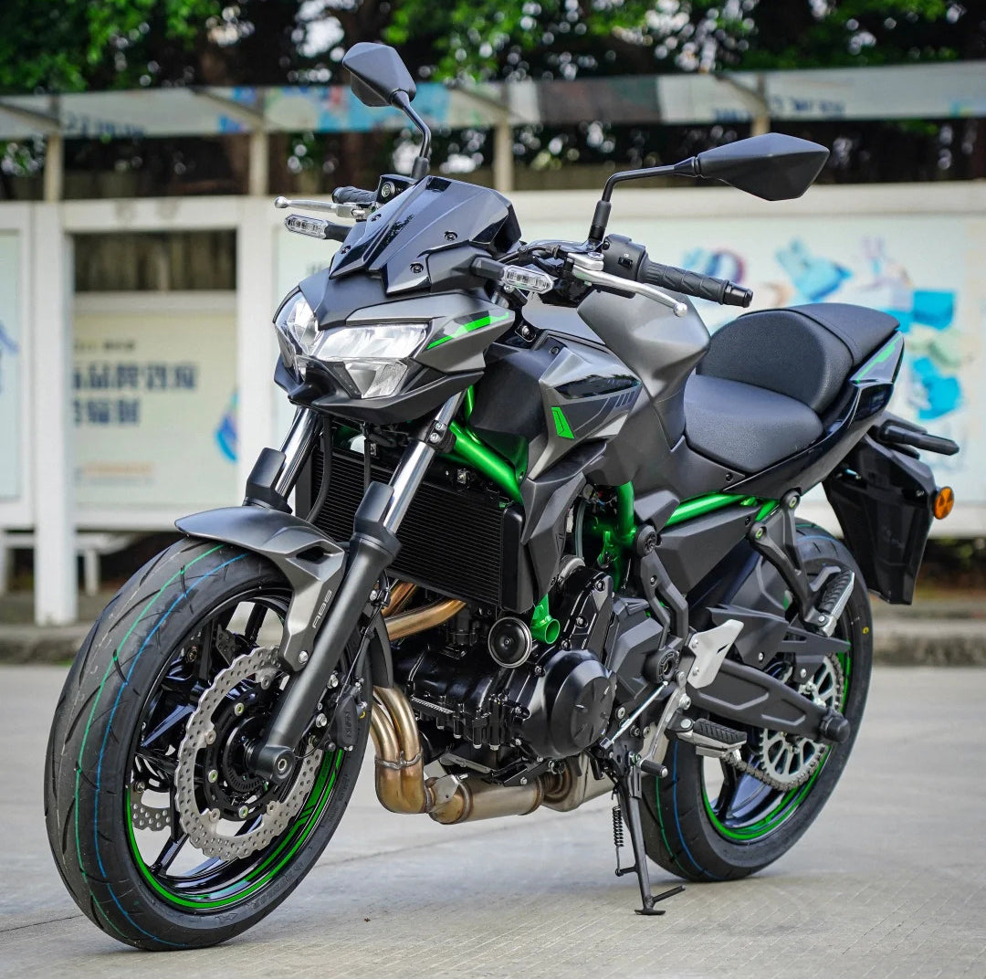 Amotopart 2020-2025 Kawasaki Z650 Black Green Fairing Kit