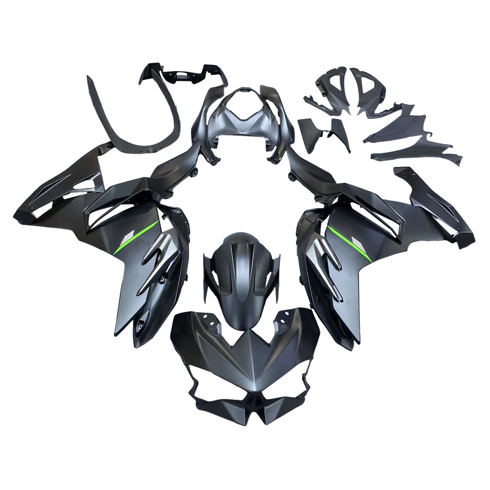 Amotopart 2024-2025 Kawasaki Ninja 500 Matte Black Fairing Kit