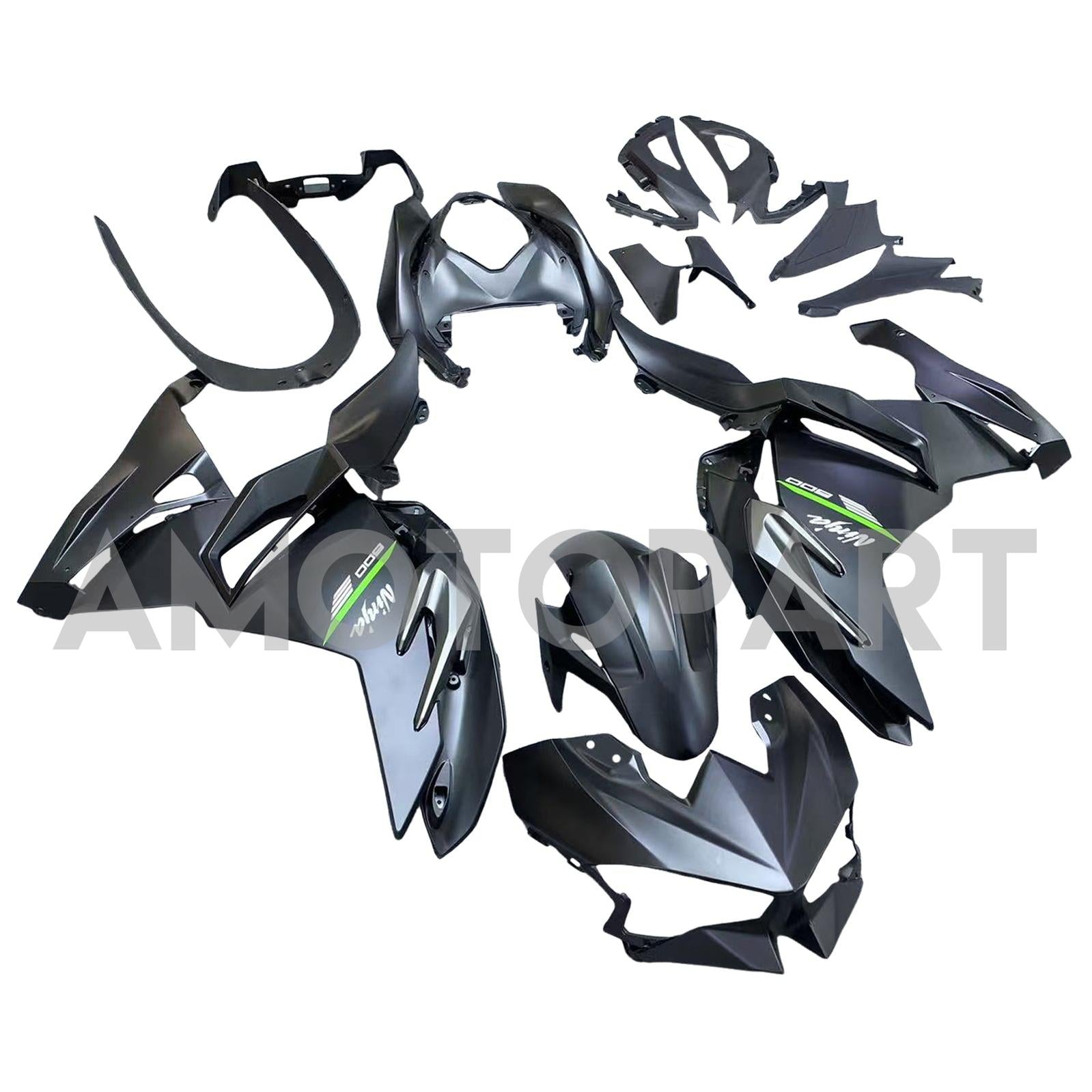 Amotopart 2024-2025 Kawasaki Ninja 500 Matte Black Fairing Kit