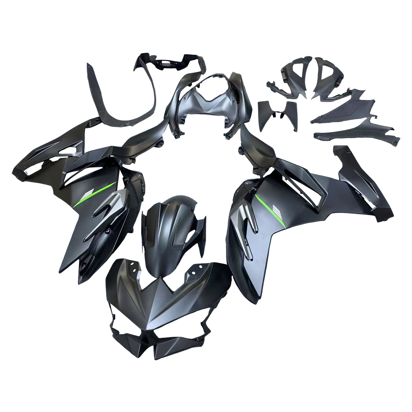 Amotopart 2024-2025 Kawasaki Ninja 500 Matte Black Fairing Kit