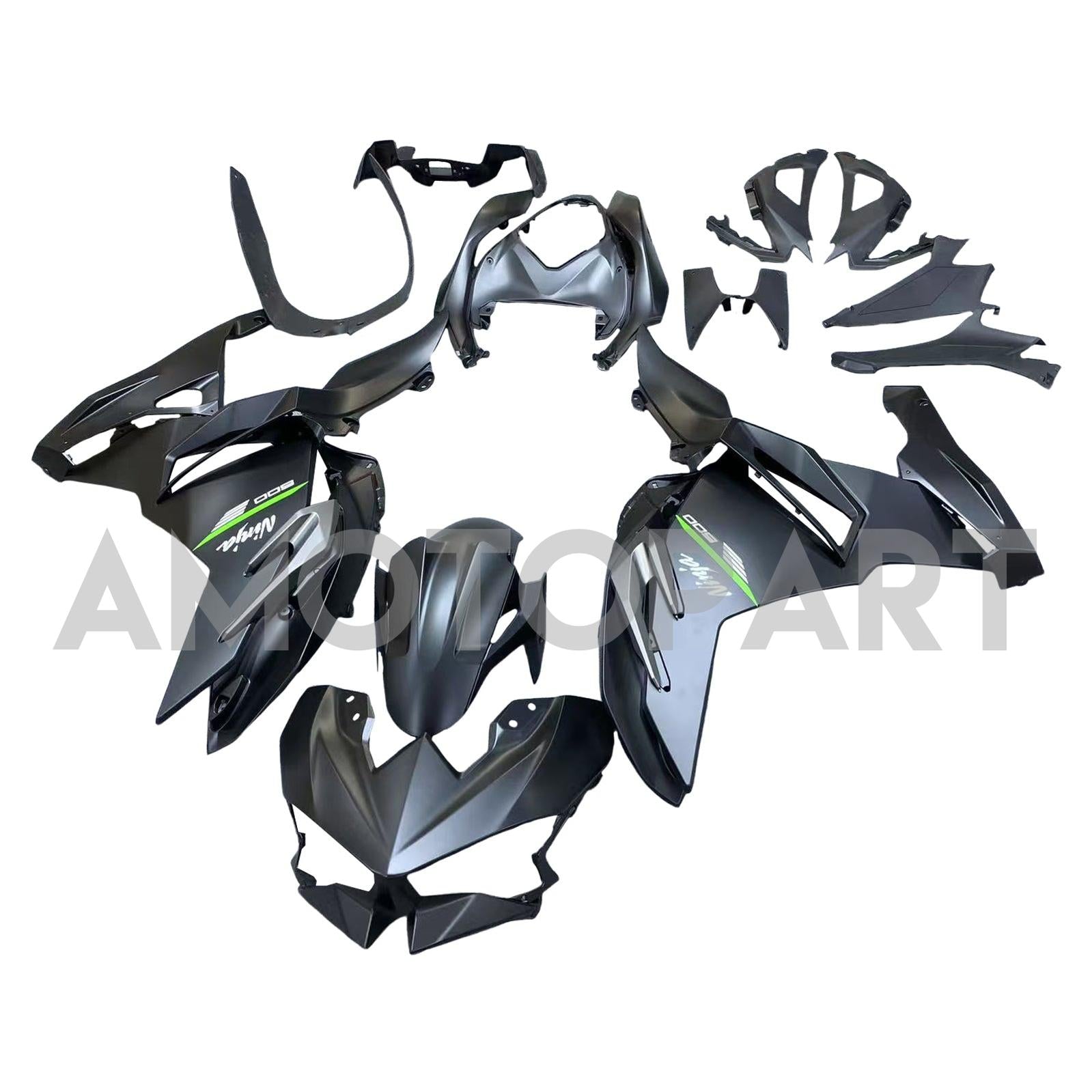 Amotopart 2024-2025 Kawasaki Ninja 500 Matte Black Fairing Kit