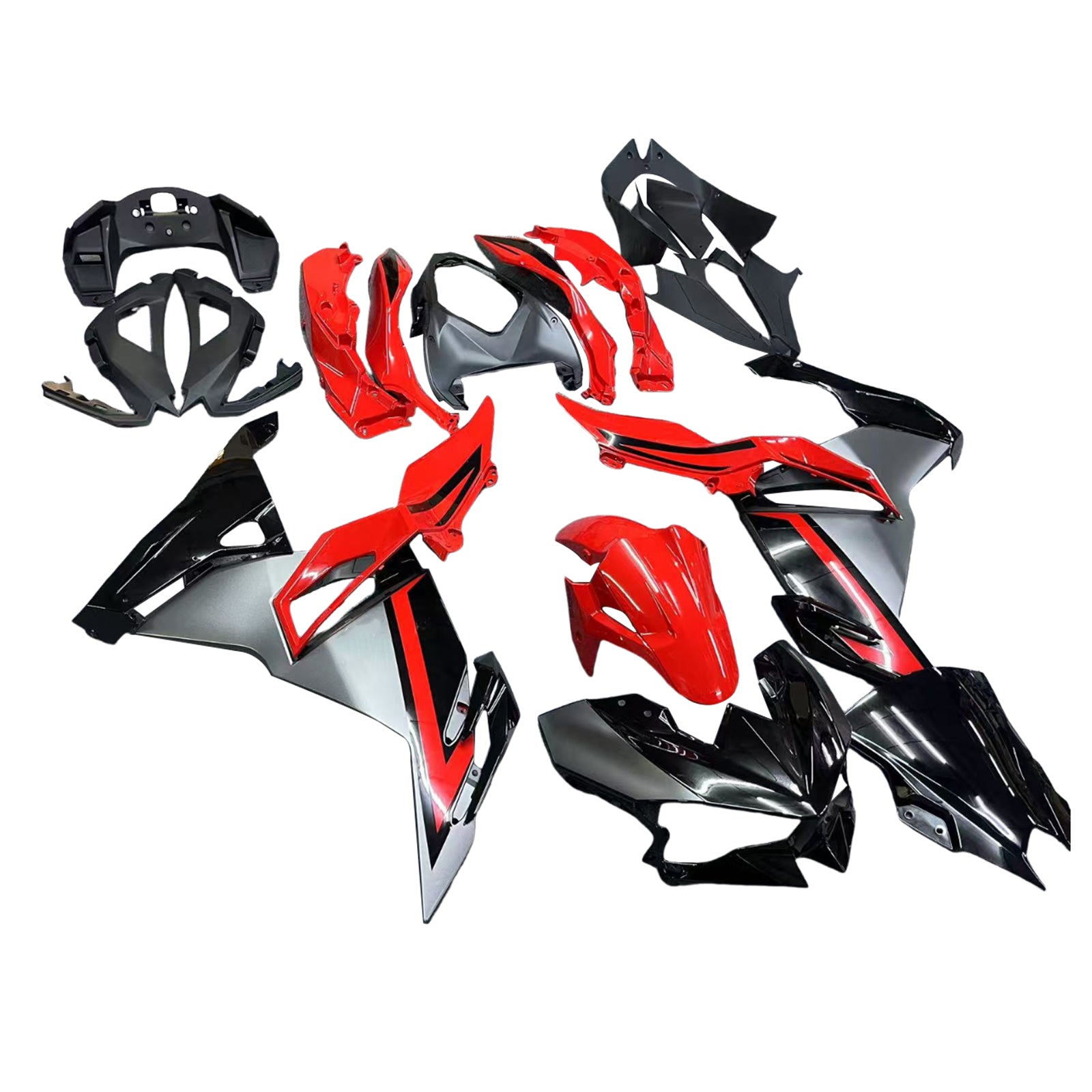 Amotopart 2024-2025 Kawasaki Ninja 500 Red Black Grey Fairing Kit