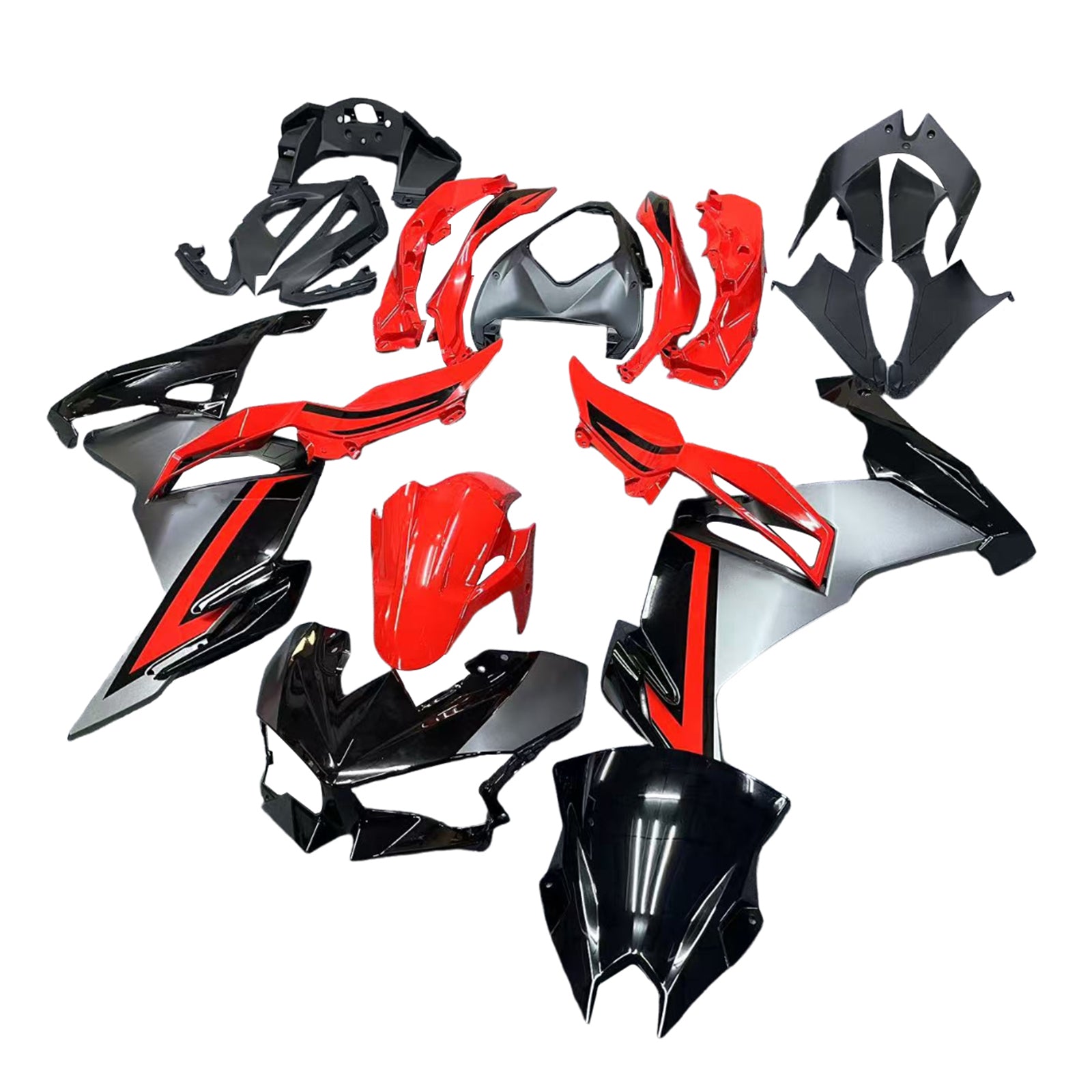 Amotopart 2024-2025 Kawasaki Ninja 500 Red Black Grey Fairing Kit