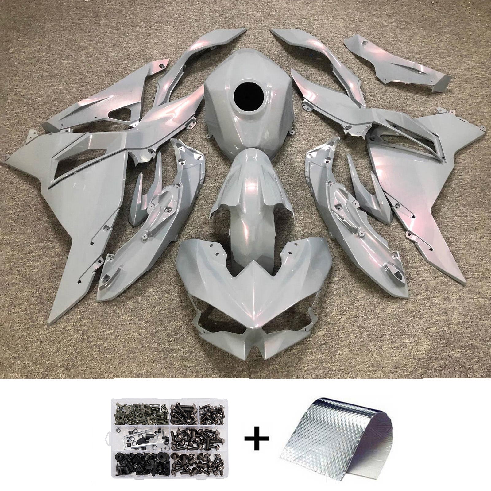 Amotopart 2024-2026 Kawasaki Ninja 500 Glossy Gray Fairing Kit