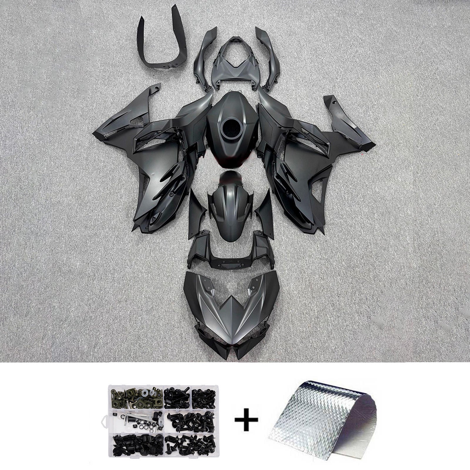 Amotopart 2024-2026 Kawasaki Ninja 500 Black Fairing Kit