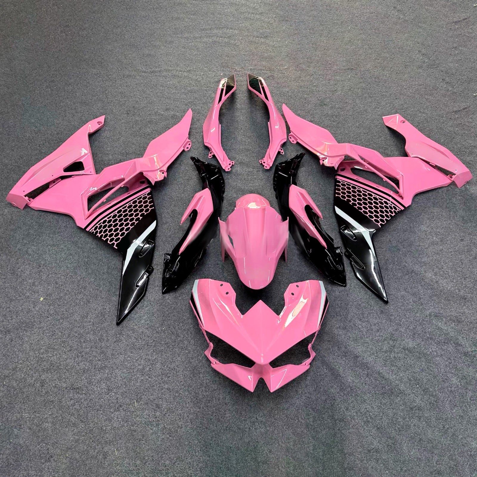 Amotopart 2024-2025 Kawasaki Ninja 500 Pink Black Fairing Kit