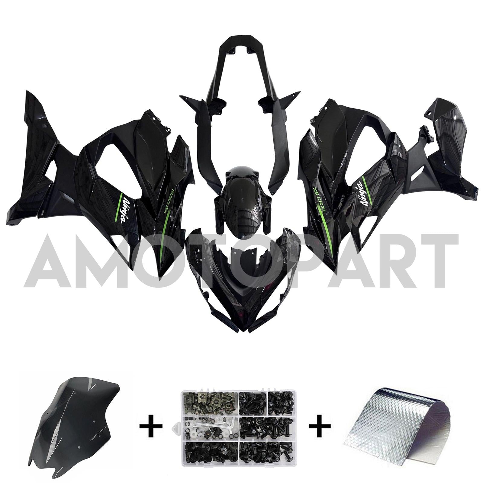 Amotopart 2020-2025 Kawasaki Z1000SX Ninja 1000SX/1100SX Black Fairing Kit