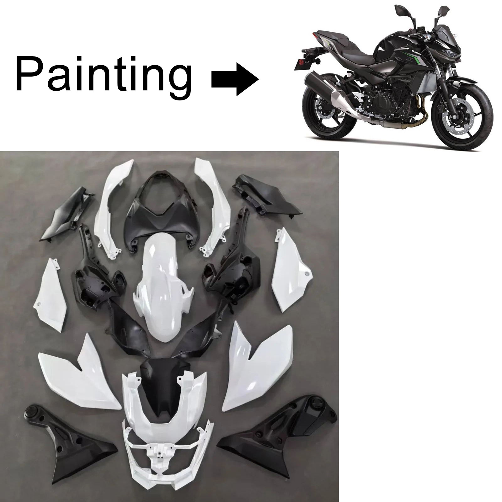 Amotopart 2025-2026 Kawasaki Z500 Black Fairing Kit