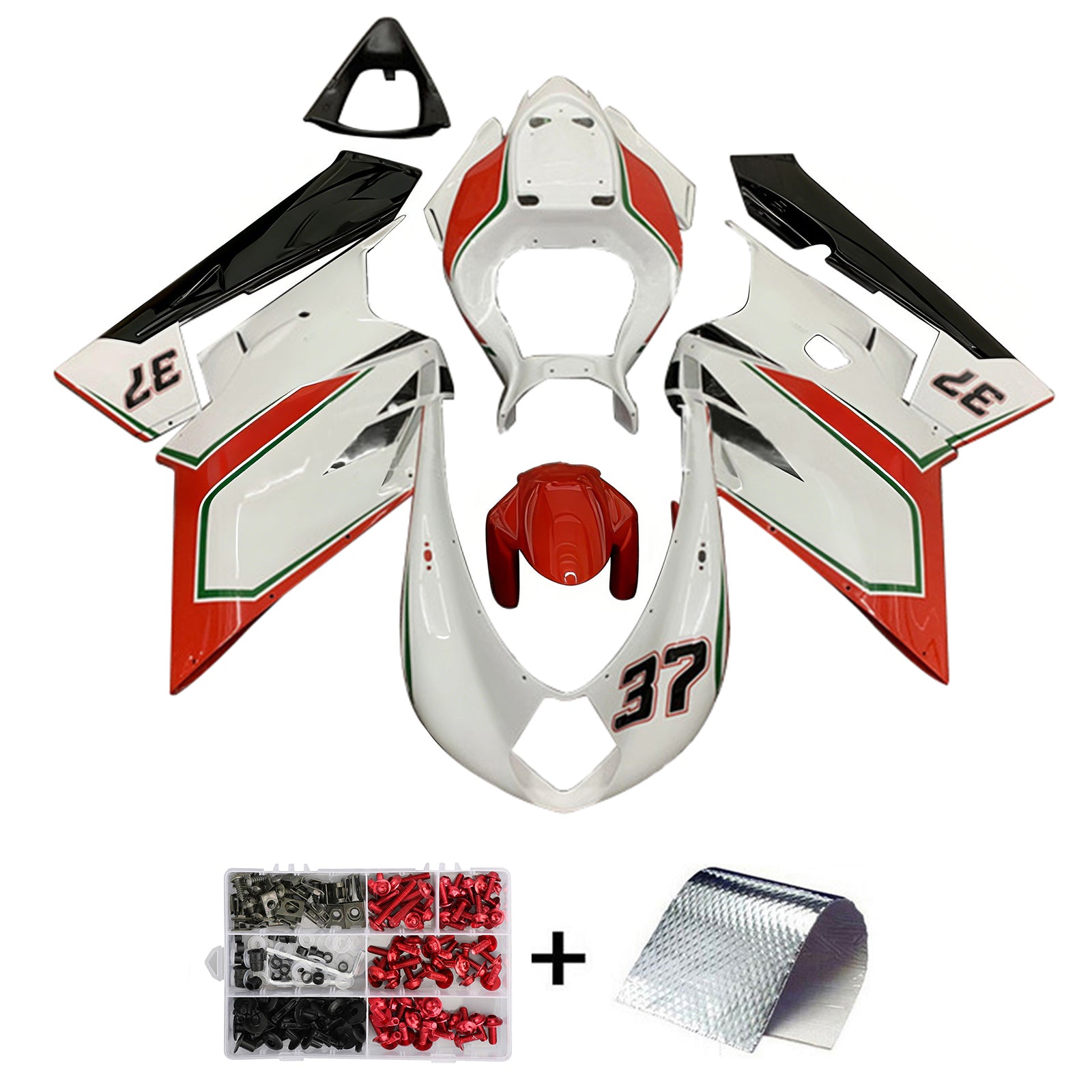 Amotopart 2005-2007 MV Agusta F4 1000 Red&White Style1 Fairing Kit