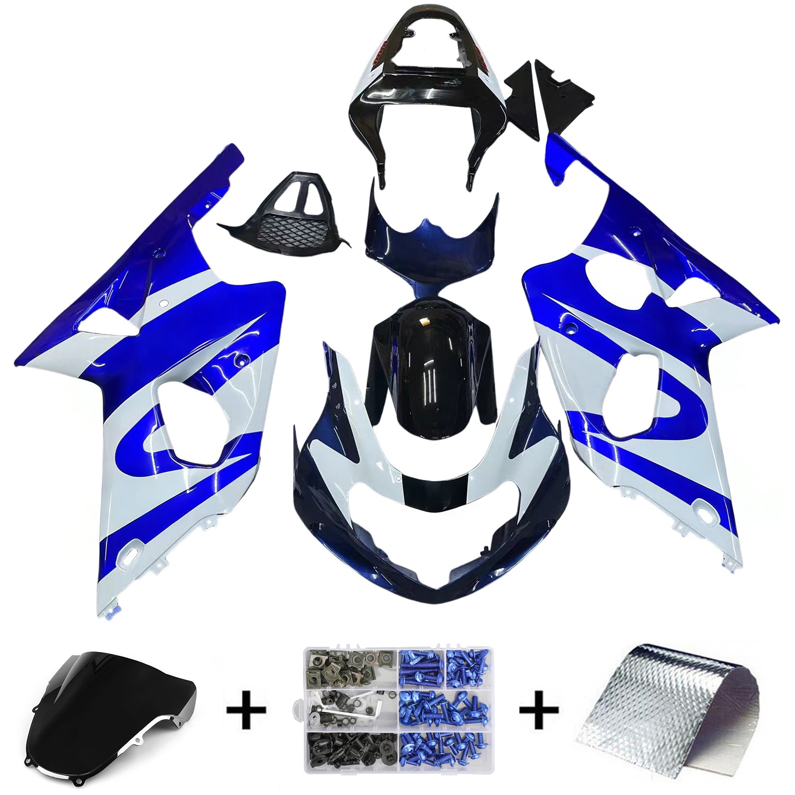 Amotopart 2000-2002 Suzuki GSXR1000 Fairing Blue&White Style3 Kit